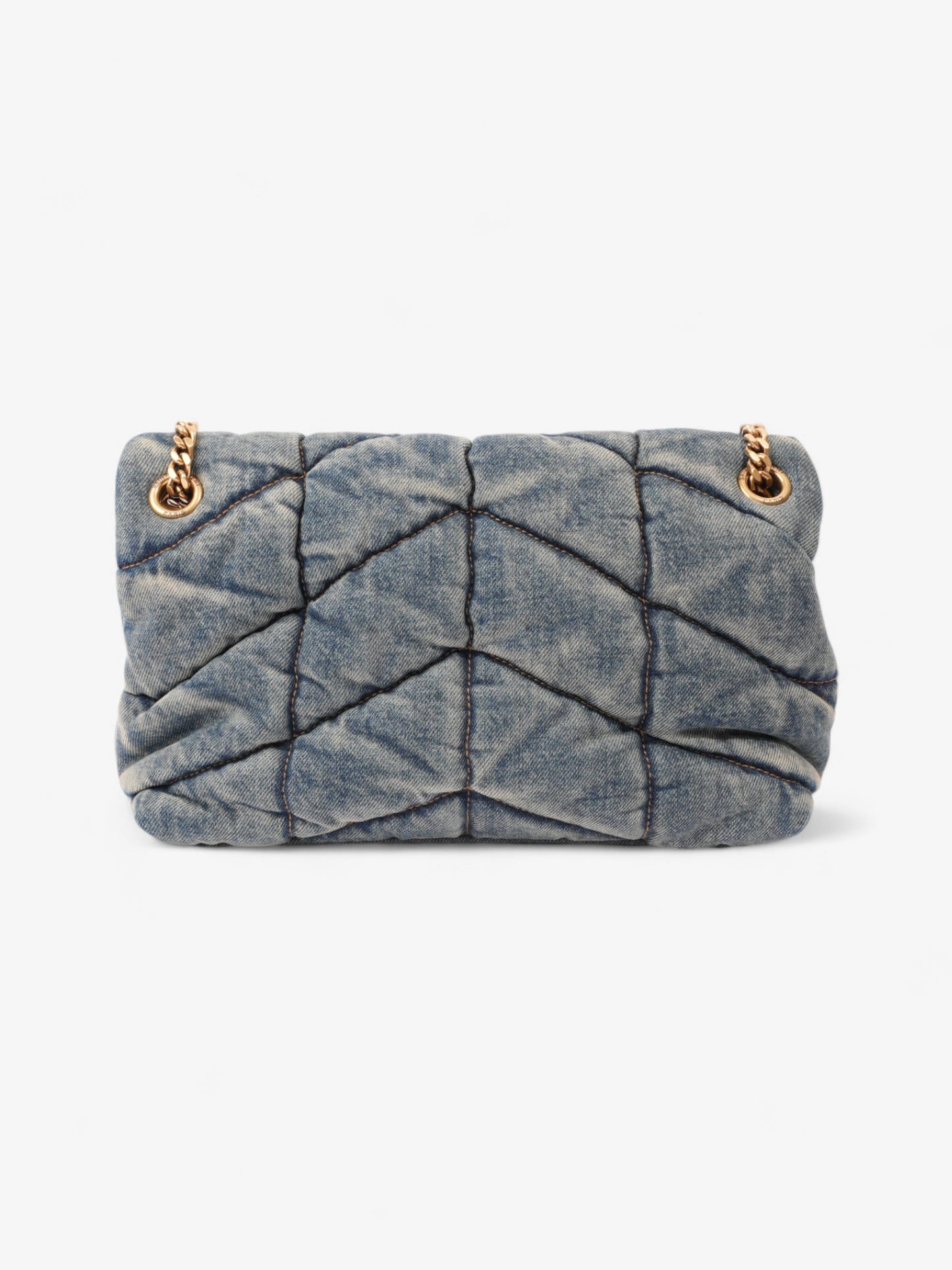 Saint Laurent Lou Lou Puffer Denim / Tan Denim Small