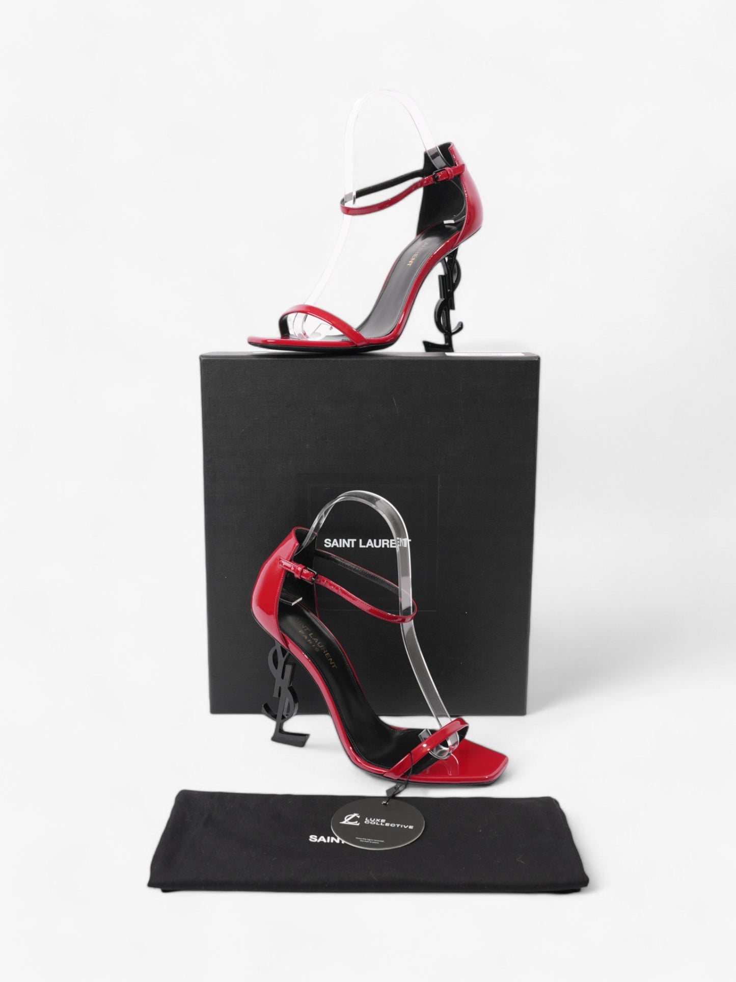 Saint Laurent Opyum Heels 110mm Red / Black Leather EU 37.5 UK 4.5