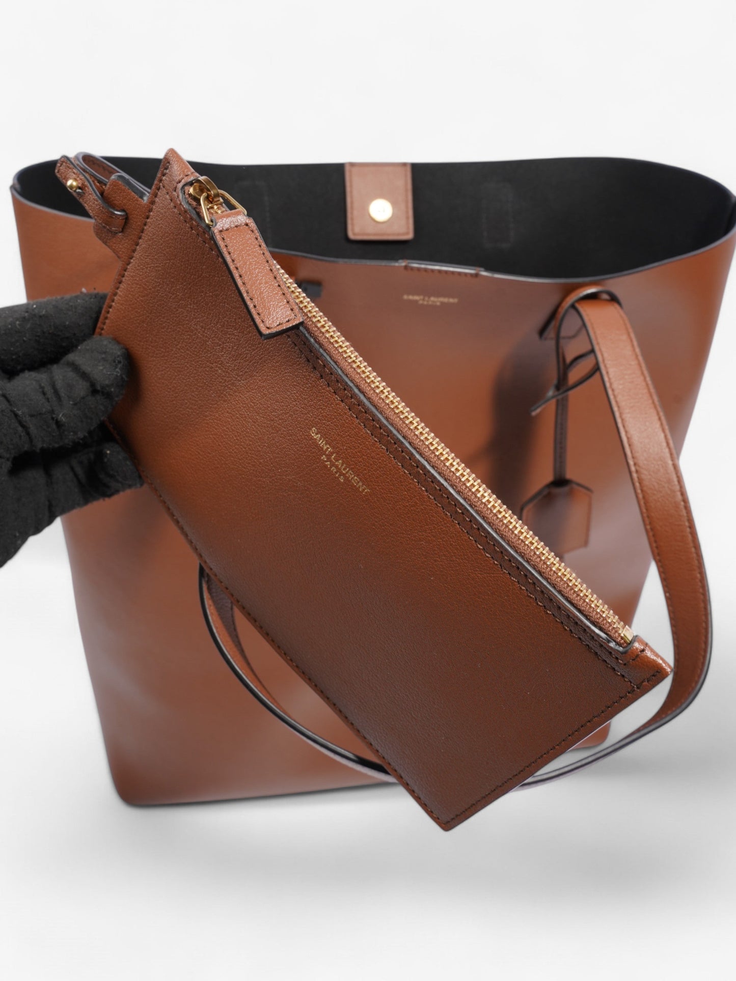 Saint Laurent Shopping Bag Brown Calfskin Leather N/S