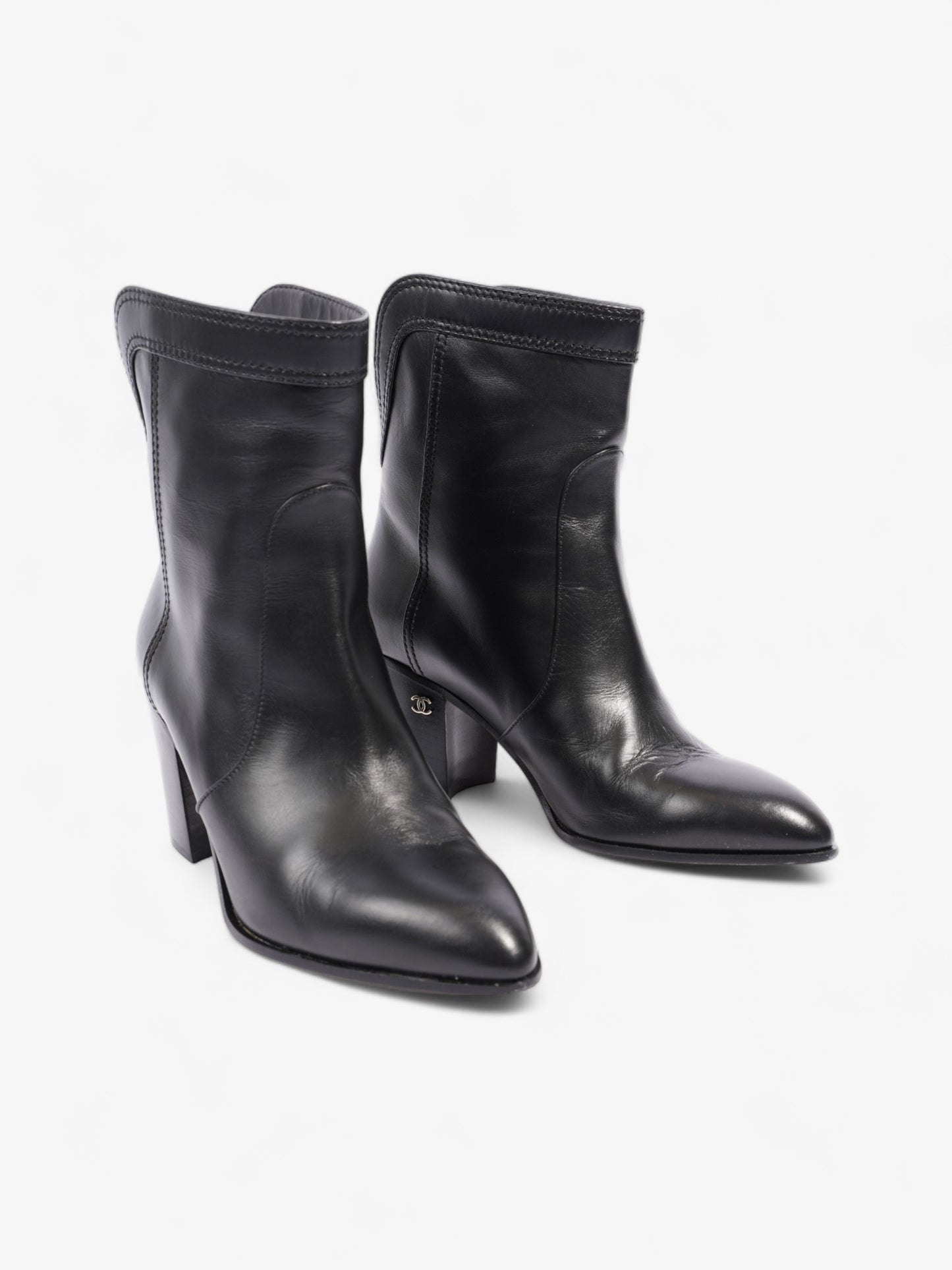 Chanel Western CC Boots 50mm Black Calfskin Leather EU 36.5 UK 3.5