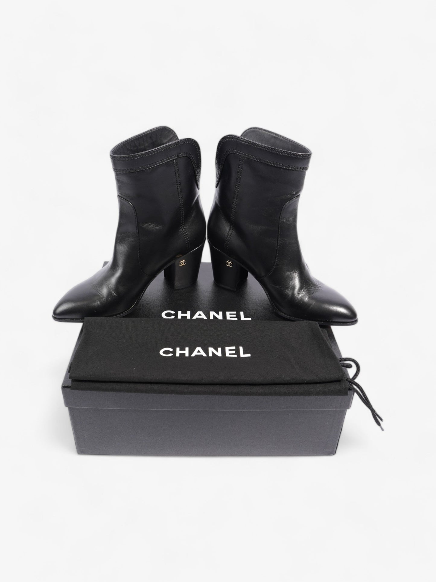 Chanel Western CC Boots 50mm Black Calfskin Leather EU 36.5 UK 3.5