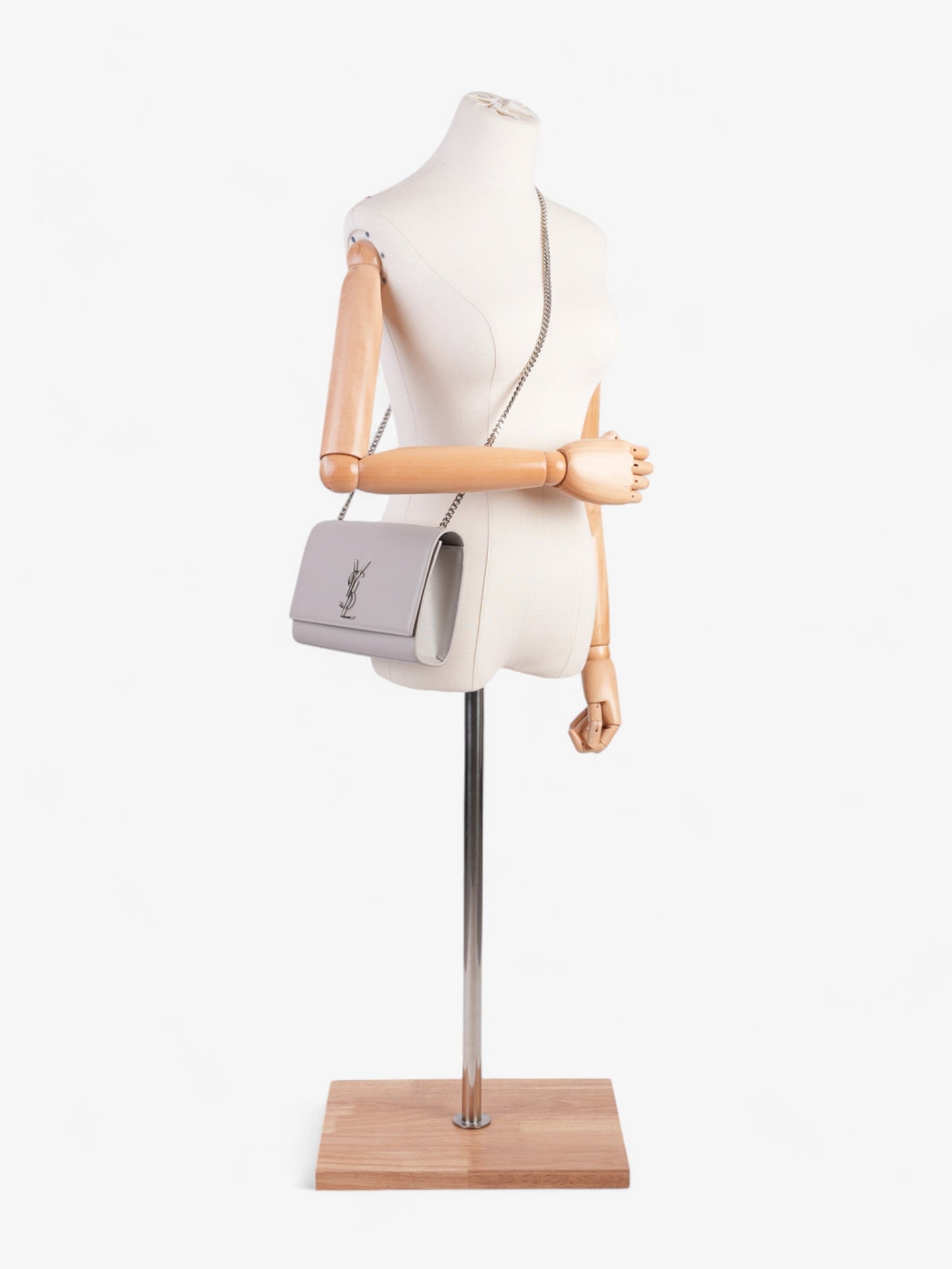 Saint Laurent Kate Grey Grained Leather Medium