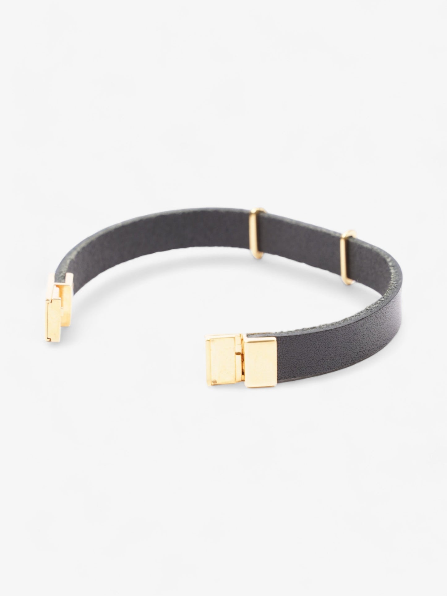 Saint Laurent Opyum Single Wrap Bracelet Black Leather Medium