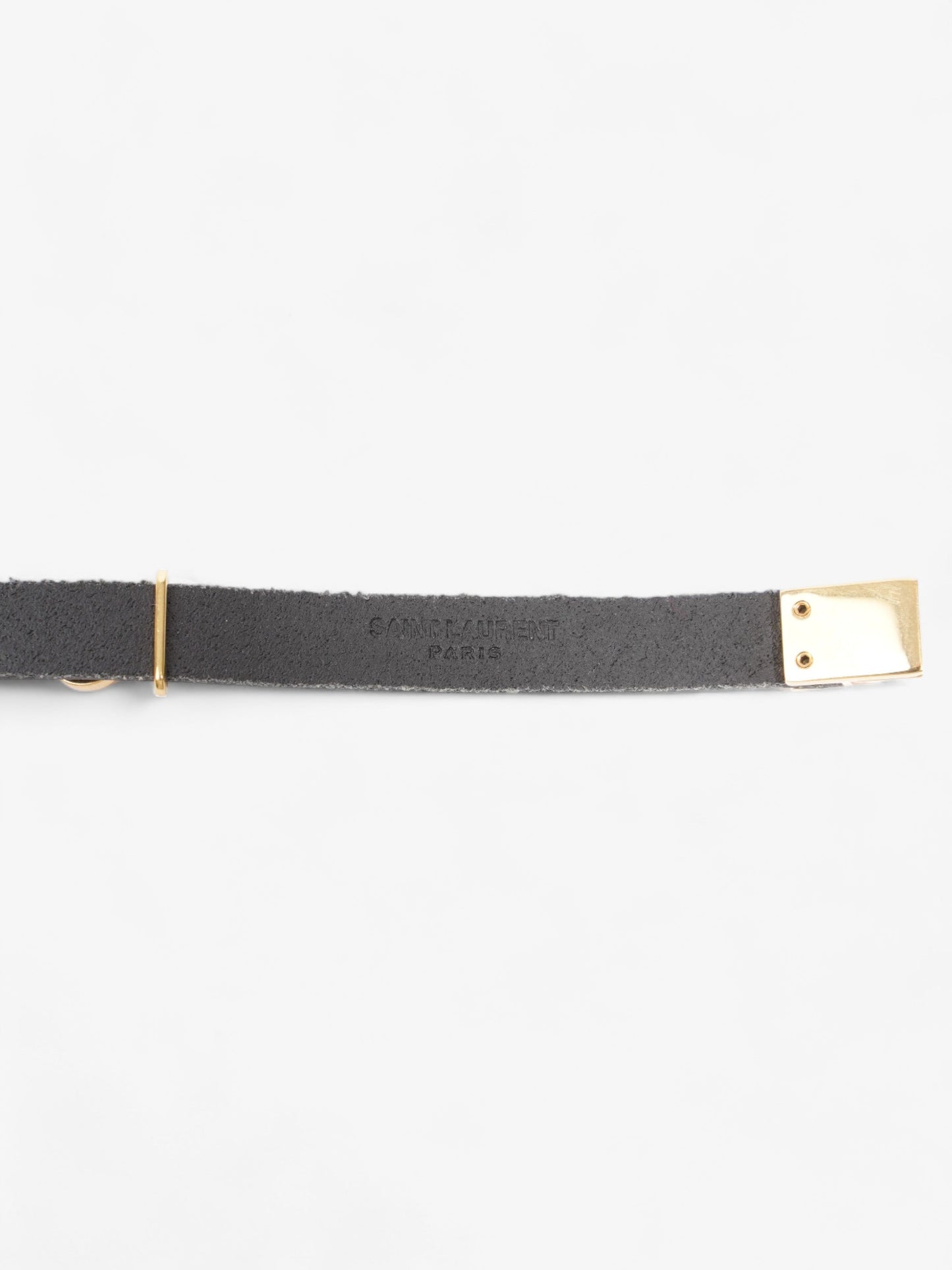 Saint Laurent Opyum Single Wrap Bracelet Black Leather Medium