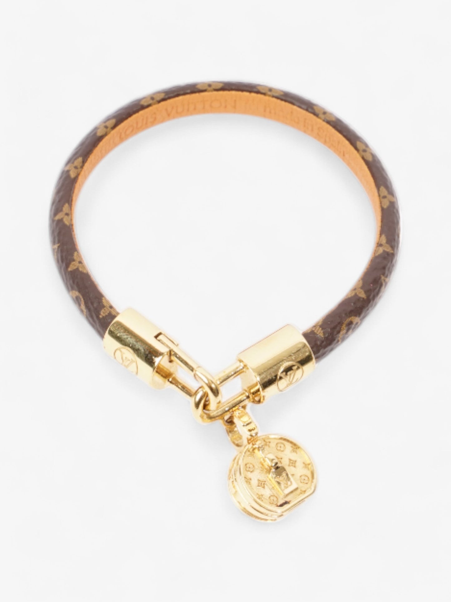 Louis Vuitton LV Tribute Charm Bracelet Monogram / Gold Coated Canvas 17
