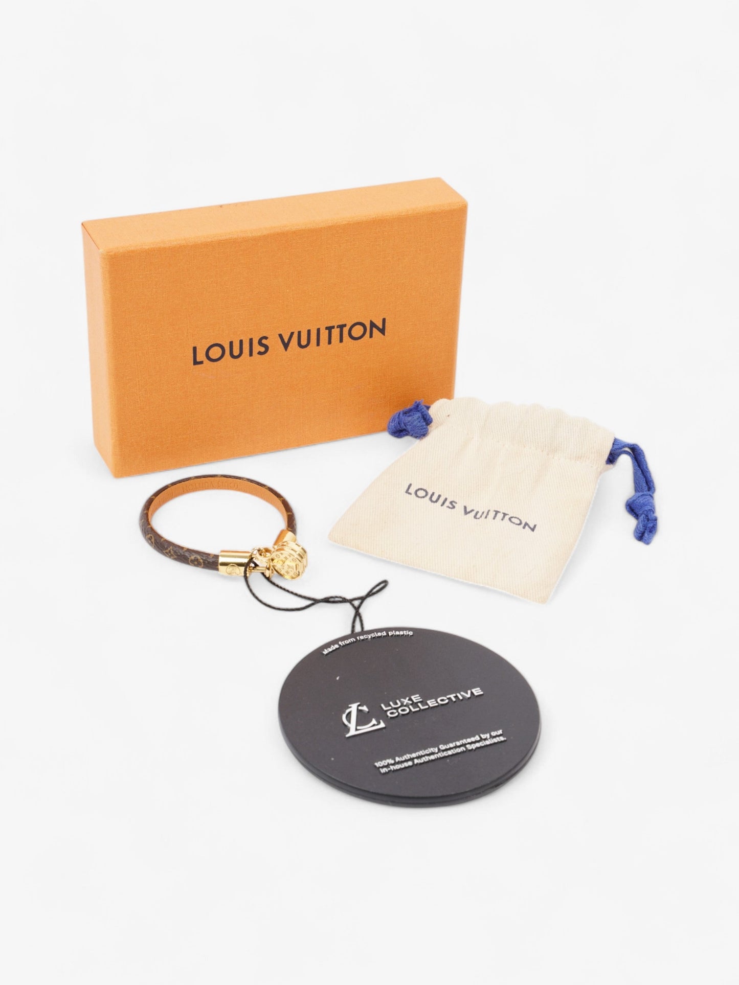 Louis Vuitton LV Tribute Charm Bracelet Monogram / Gold Coated Canvas 17