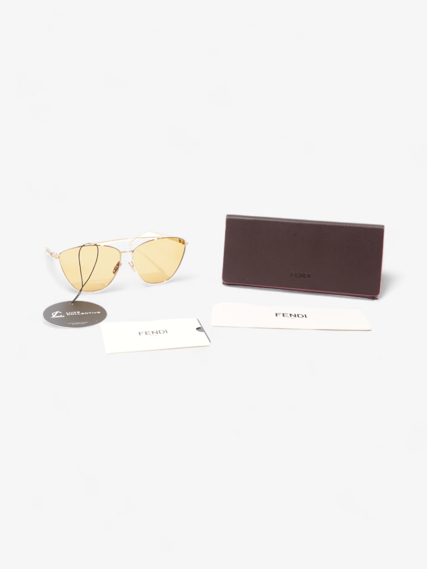 Fendi Embellished Aviator Sunglasses Gold Base Metal 145mm