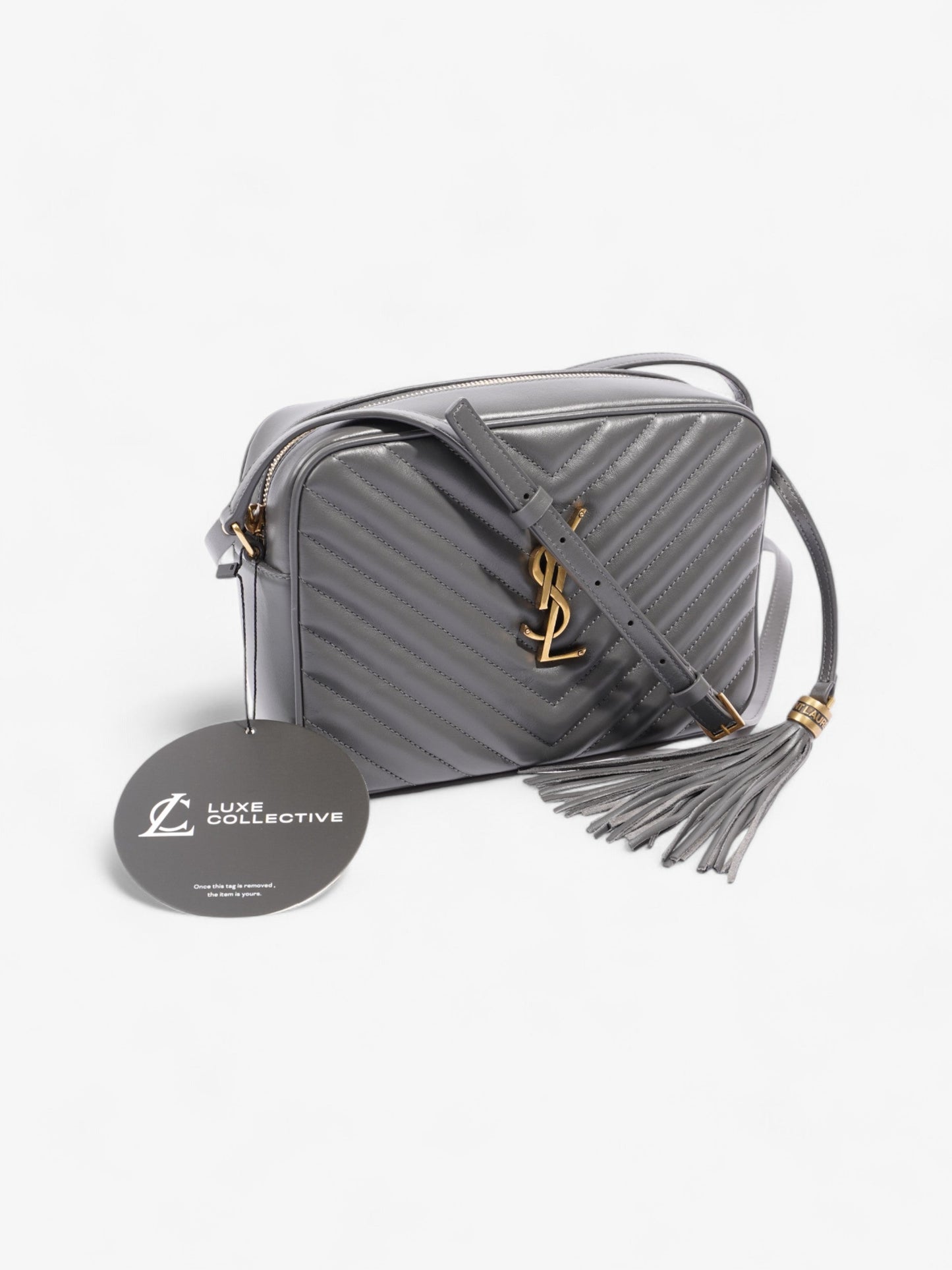 Saint Laurent Lou Monogram Camera Bag Grey Calfskin Leather