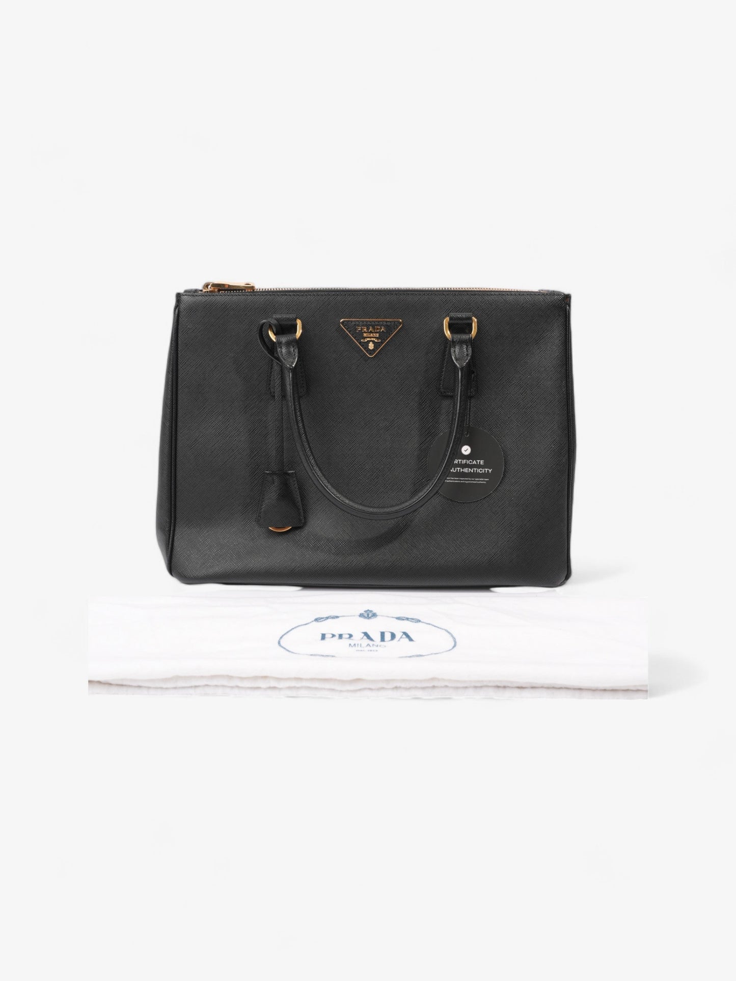 Prada Galleria Double Zip Tote Black Saffiano Leather