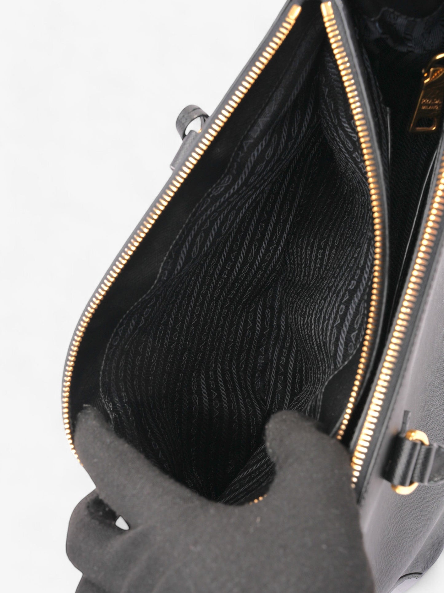 Prada Galleria Double Zip Tote Black Saffiano Leather