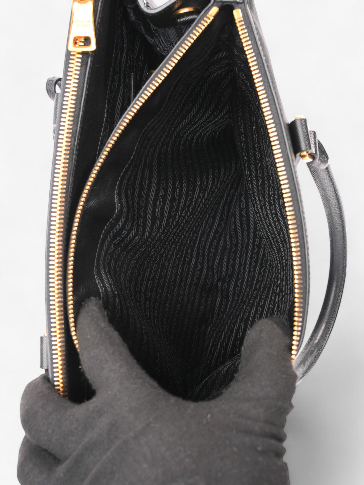 Prada Galleria Double Zip Tote Black Saffiano Leather