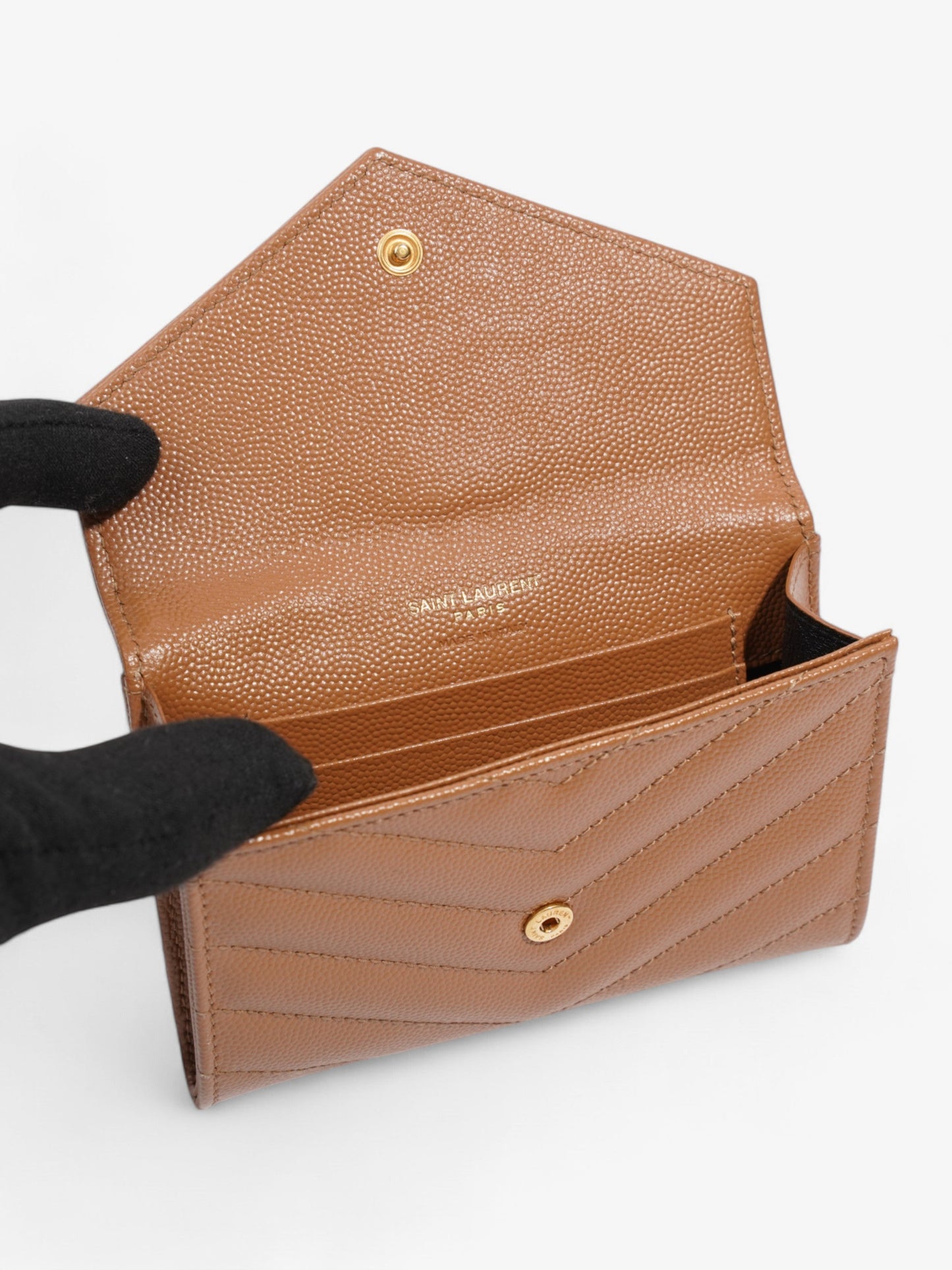 Saint Laurent Monogram Envelope Wallet Dune Grained Leather Small