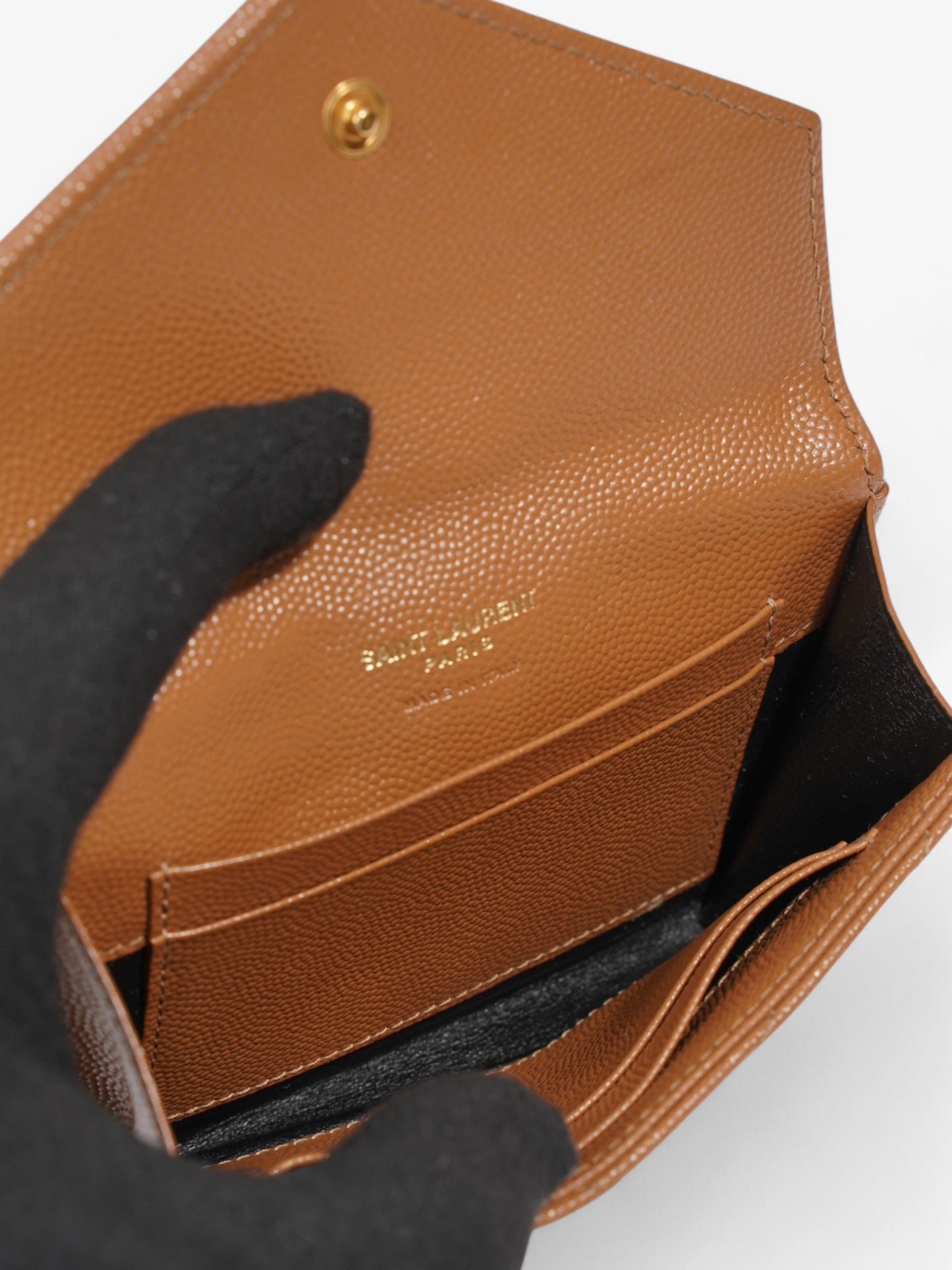 Saint Laurent Monogram Envelope Wallet Dune Grained Leather Small