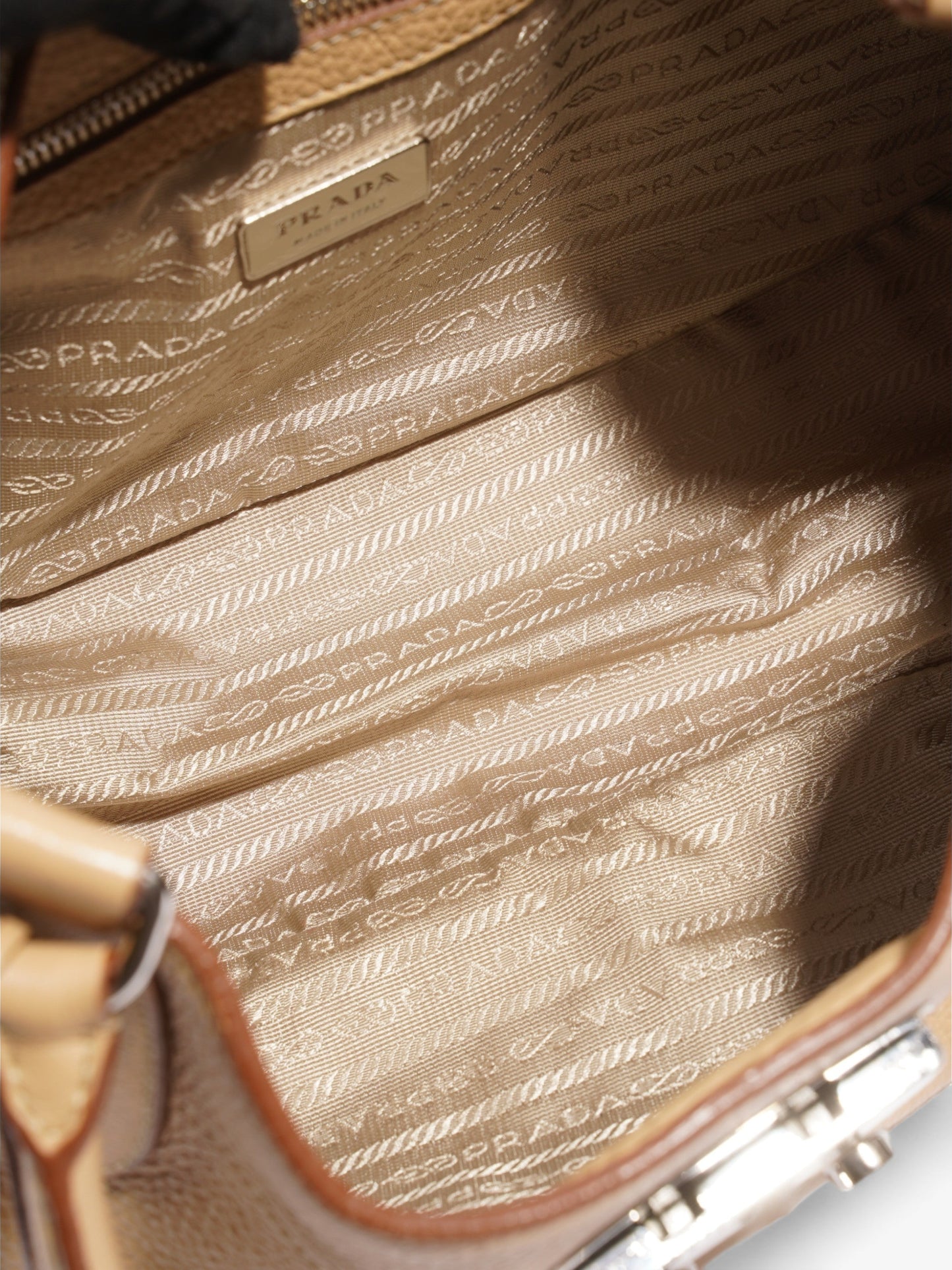 Prada Buckle Flap Beige Leather