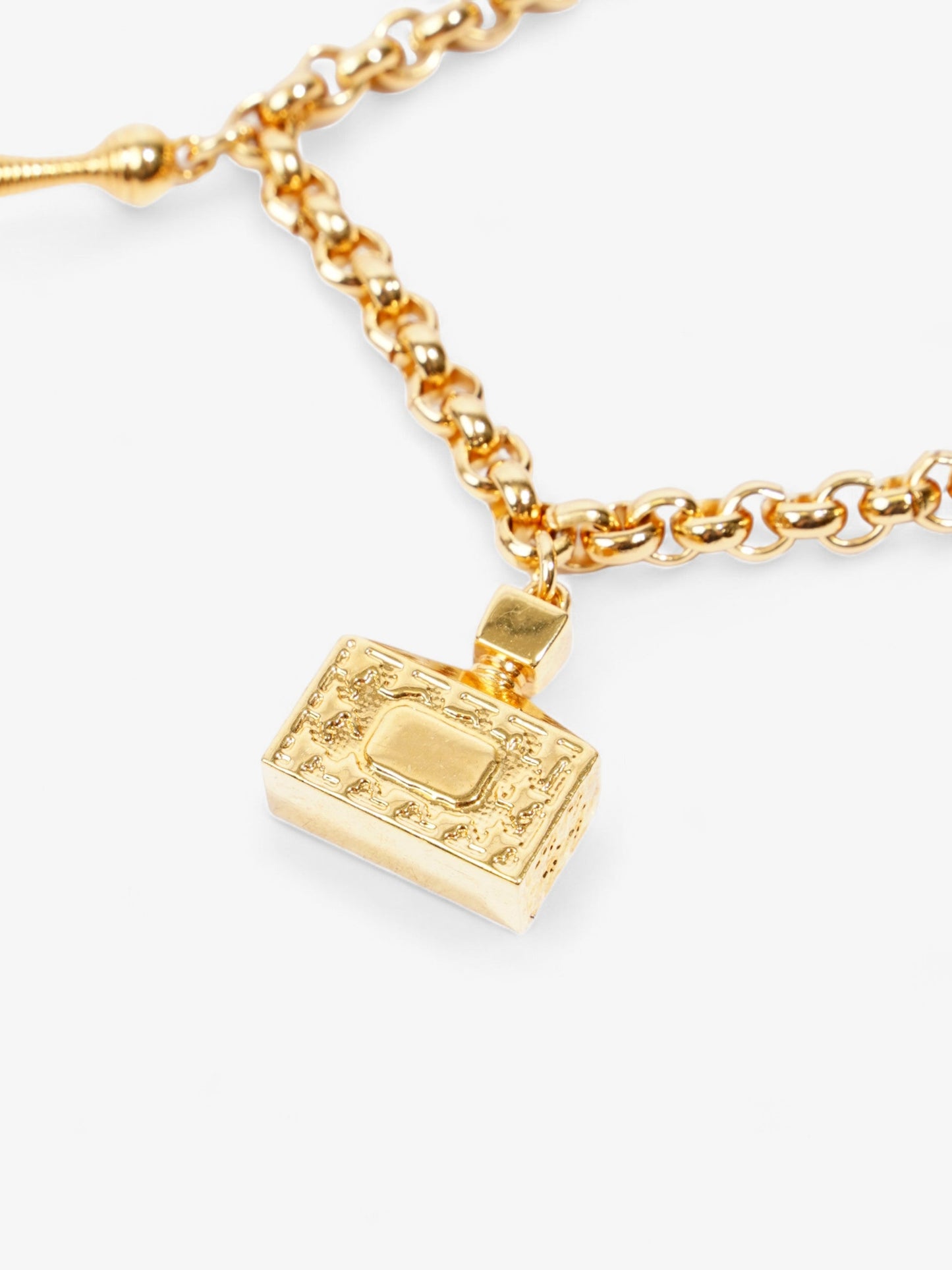 Christian Dior Perfume Bottle Charm Bracelet Gold Base Metal