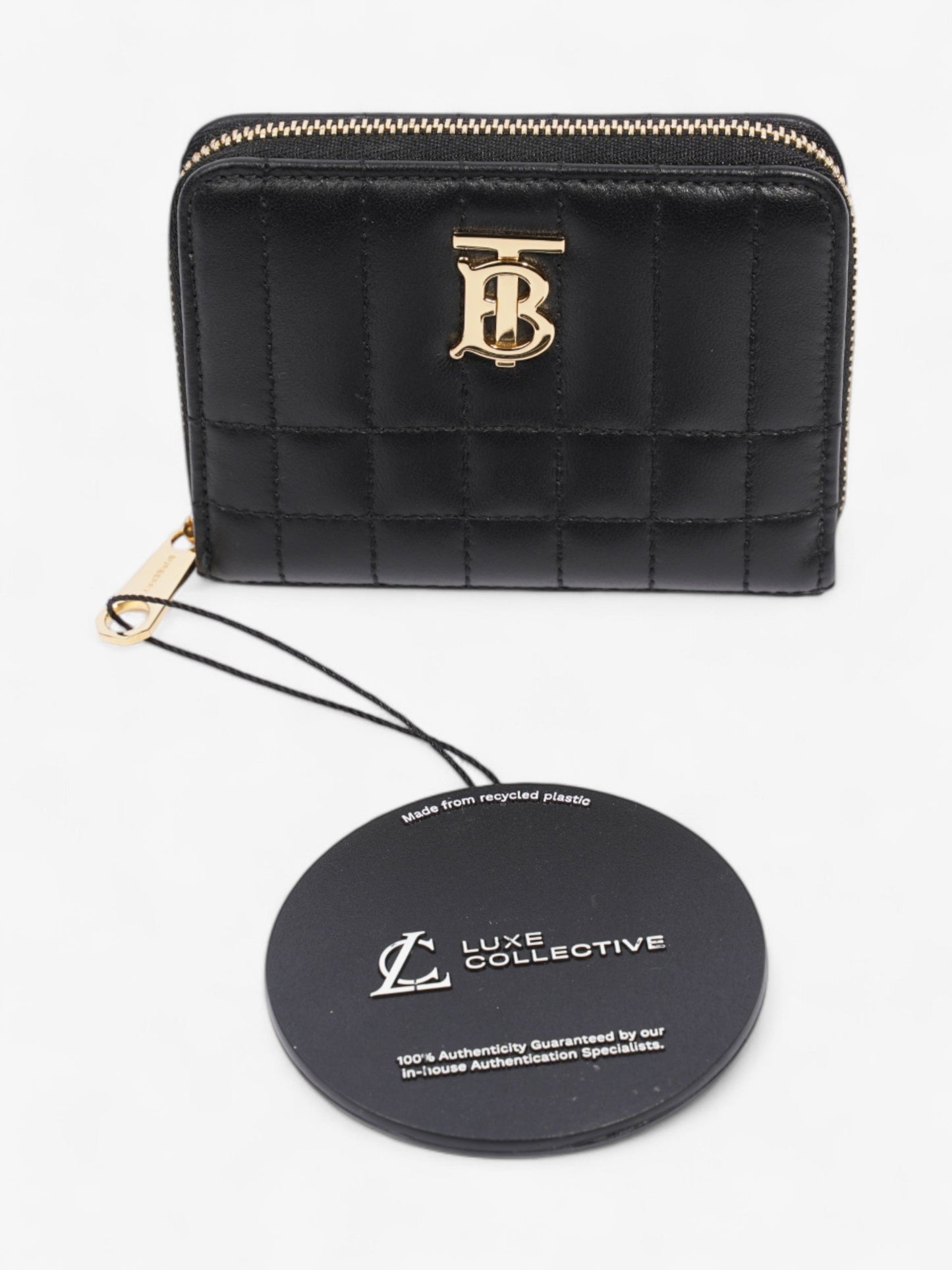 Burberry Lola Zip Wallet Black / Gold Lambskin Leather Mini