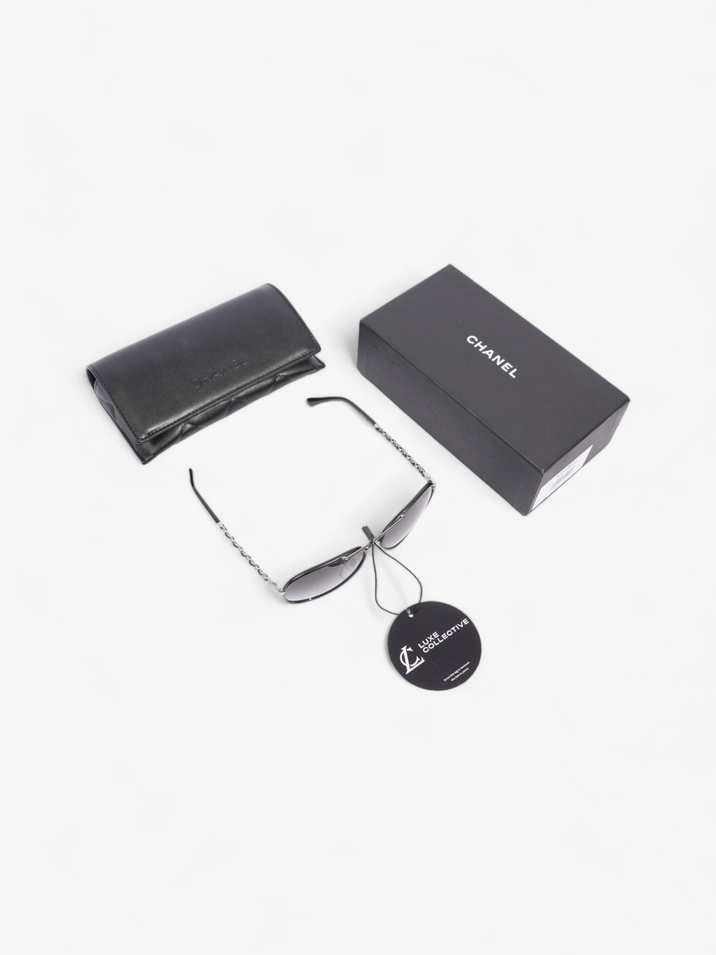 Chanel Pilot-Frame Sunglasses Black Acetate 140mm