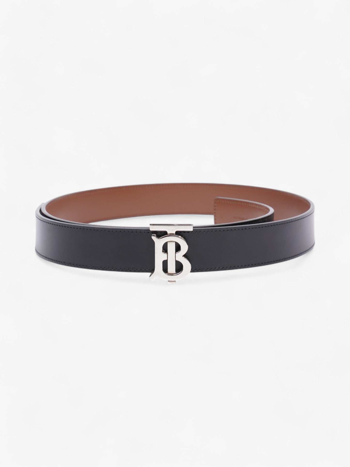 Burberry TB Reversible Belt Black / Silver / Brown Leather Small - 107cm