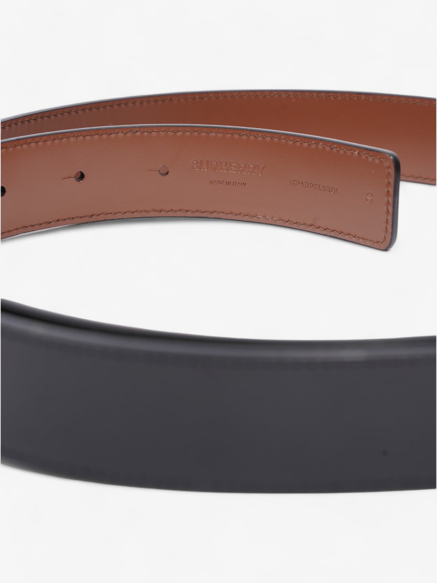 Burberry TB Reversible Belt Black / Silver / Brown Leather Small - 107cm
