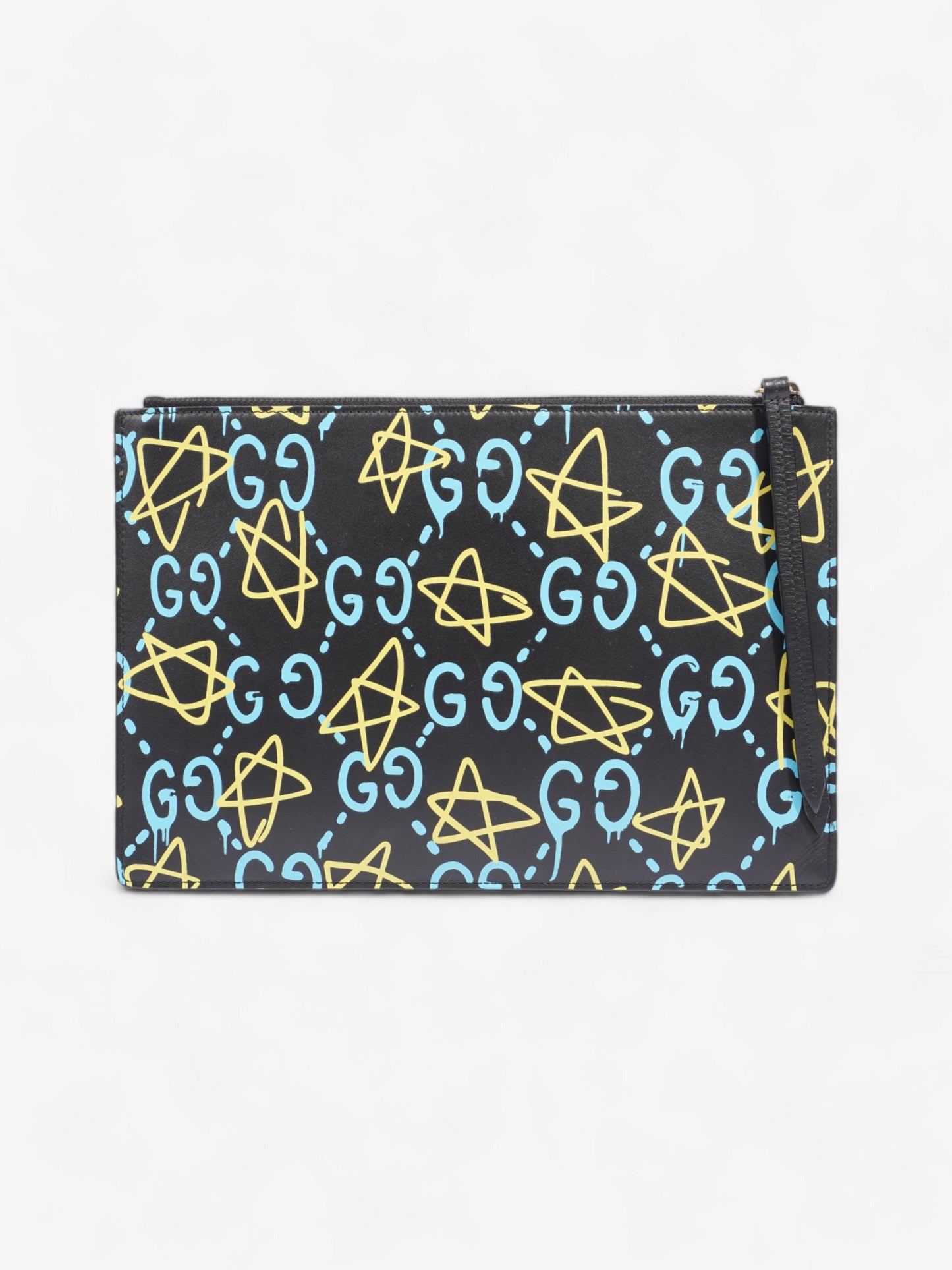 Gucci Ghost Clutch Black / Blue / Yellow Calfskin Leather