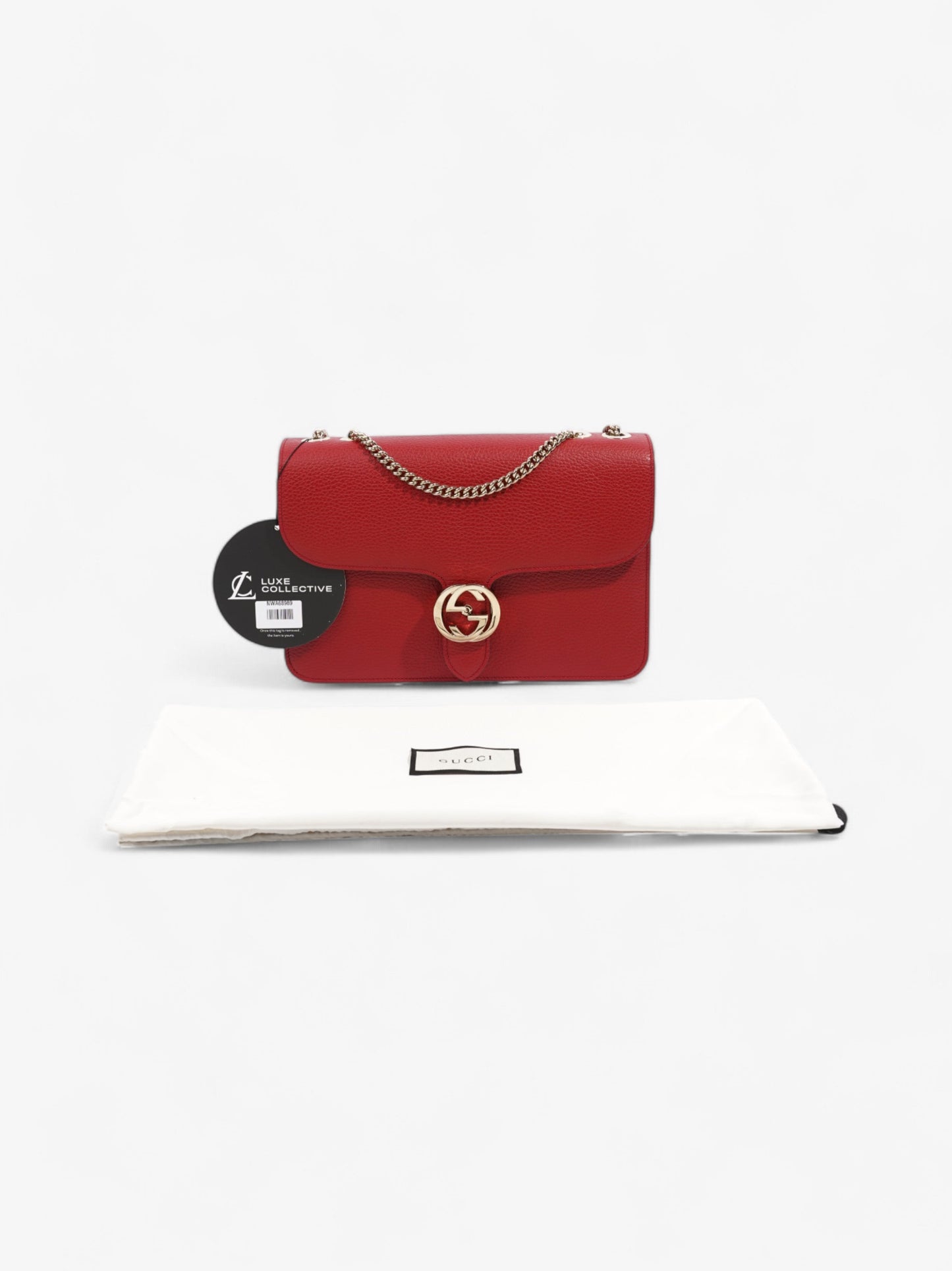 Gucci Dollar Interlocking G Red Calfskin Leather Medium
