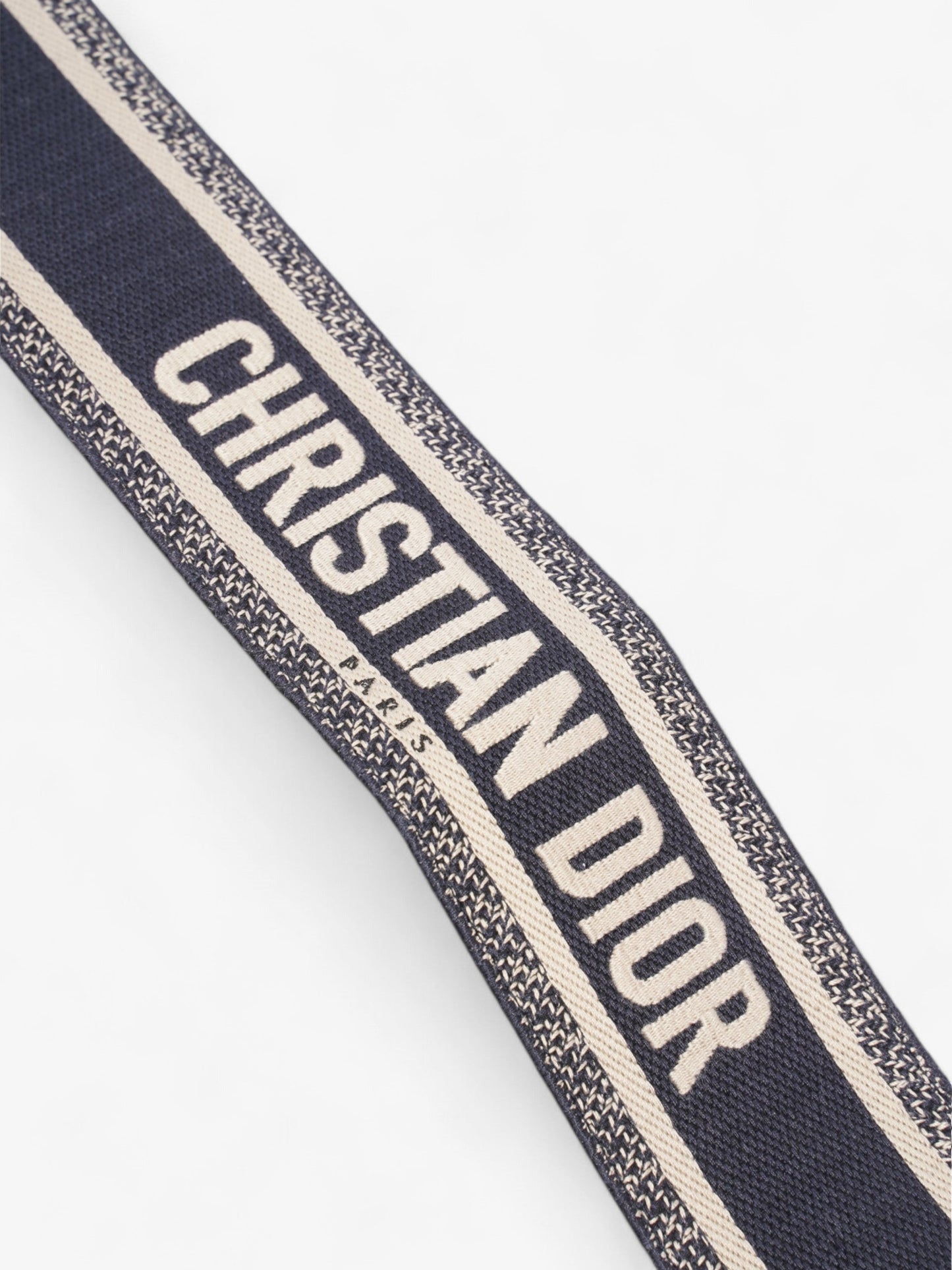 Christian Dior Logo Belt Blue / Beige / Gold Canvas 75cm