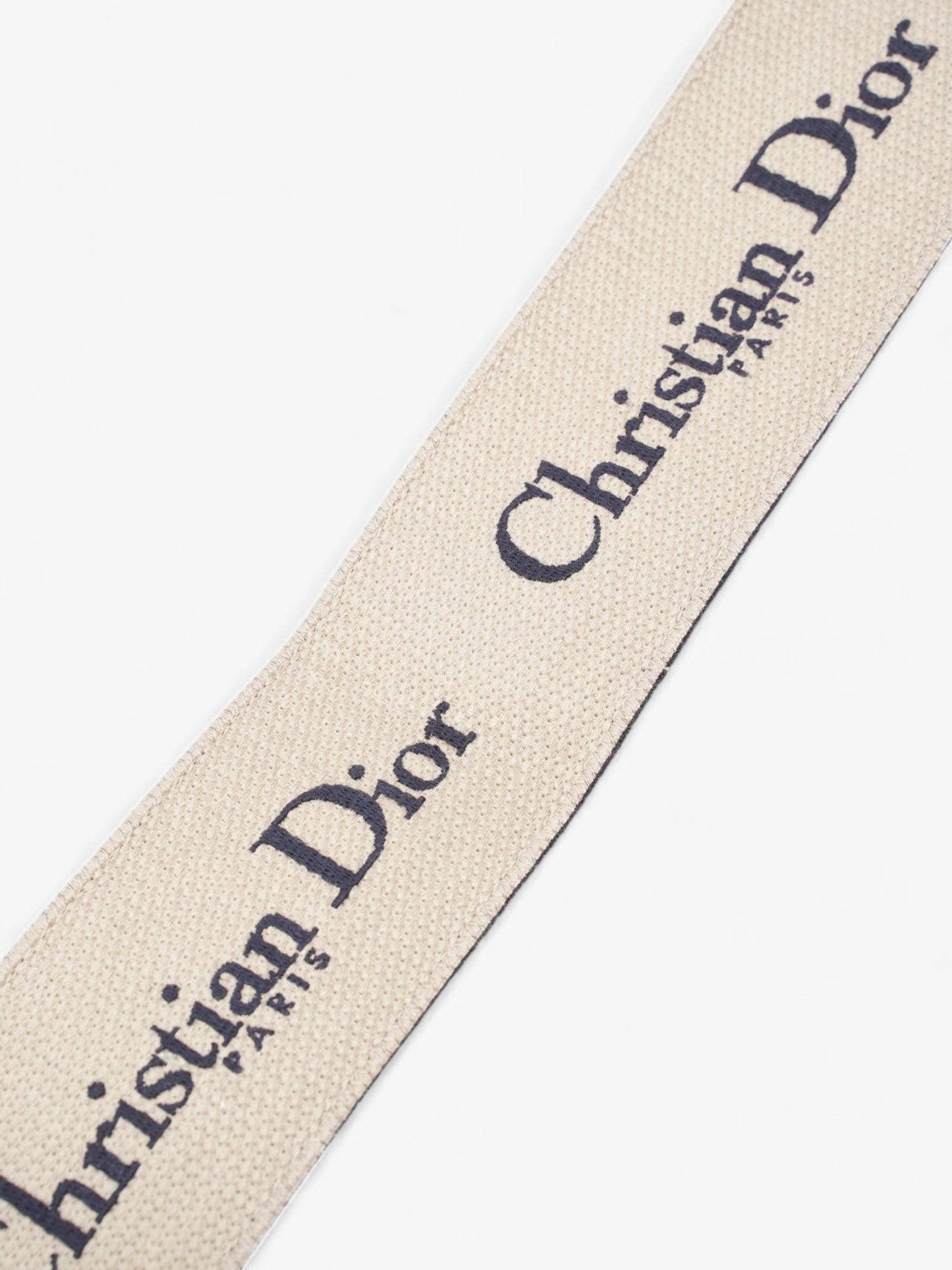 Christian Dior Logo Belt Blue / Beige / Gold Canvas 75cm