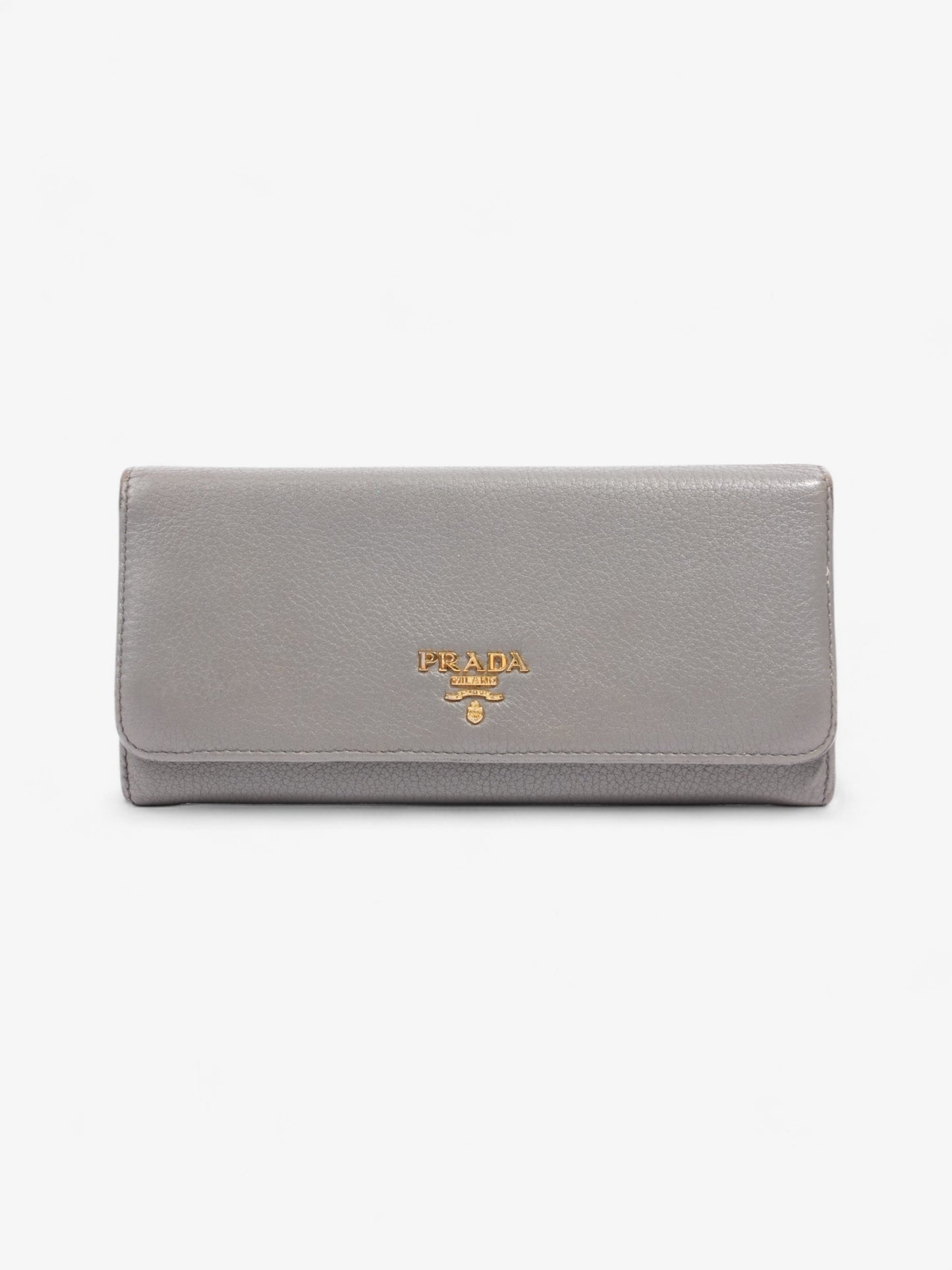 Prada Continental Wallet Grey / Gold Saffiano Leather