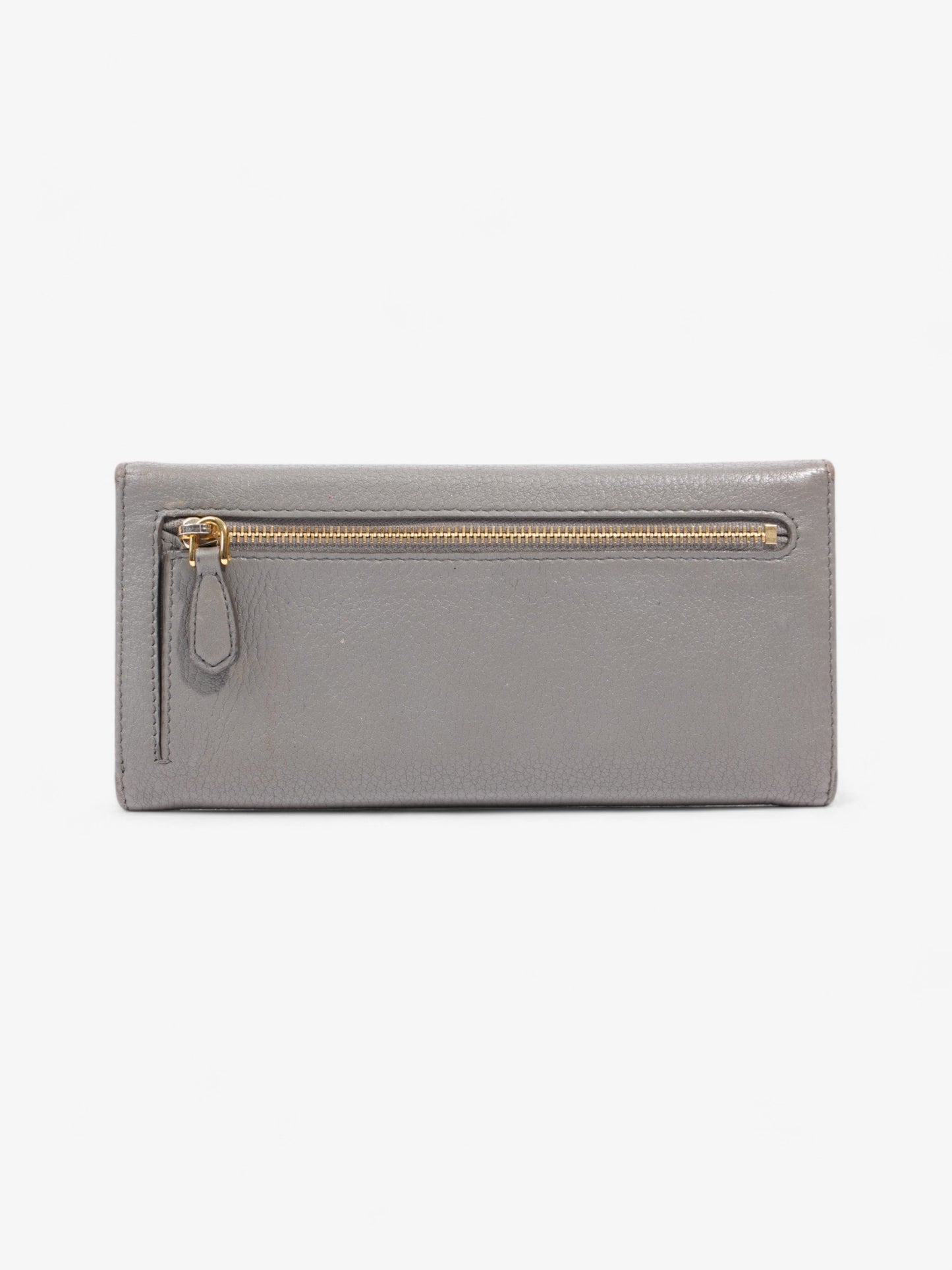 Prada Continental Wallet Grey / Gold Saffiano Leather