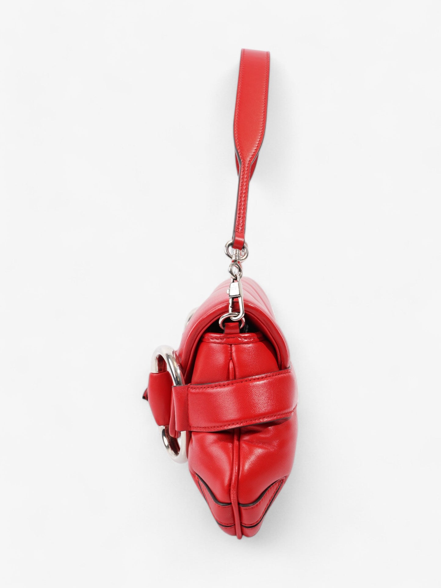 Gucci Maxi Horsebit Chain Shoulder Bag Red Nappa Leather Medium