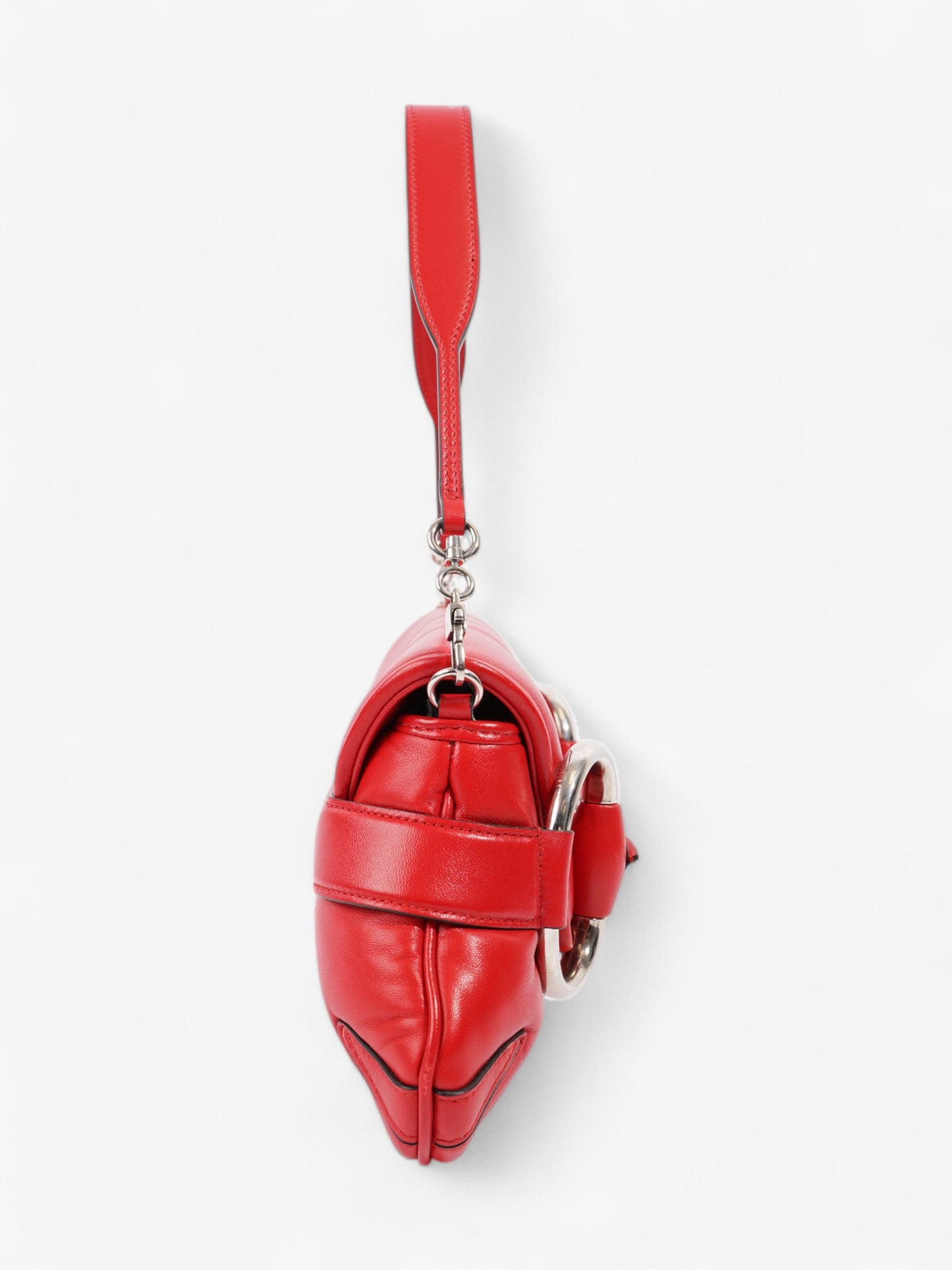 Gucci Maxi Horsebit Chain Shoulder Bag Red Nappa Leather Medium