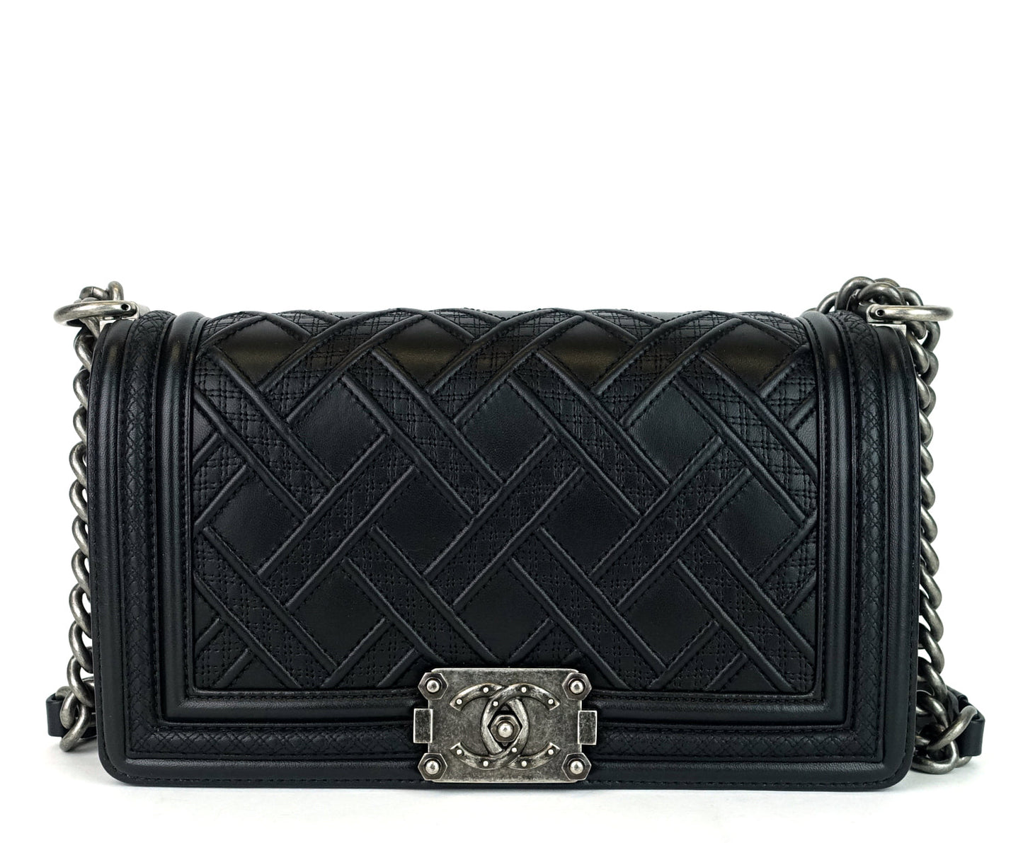 Chanel Boy Lattice Weave New Medium Leather Bag