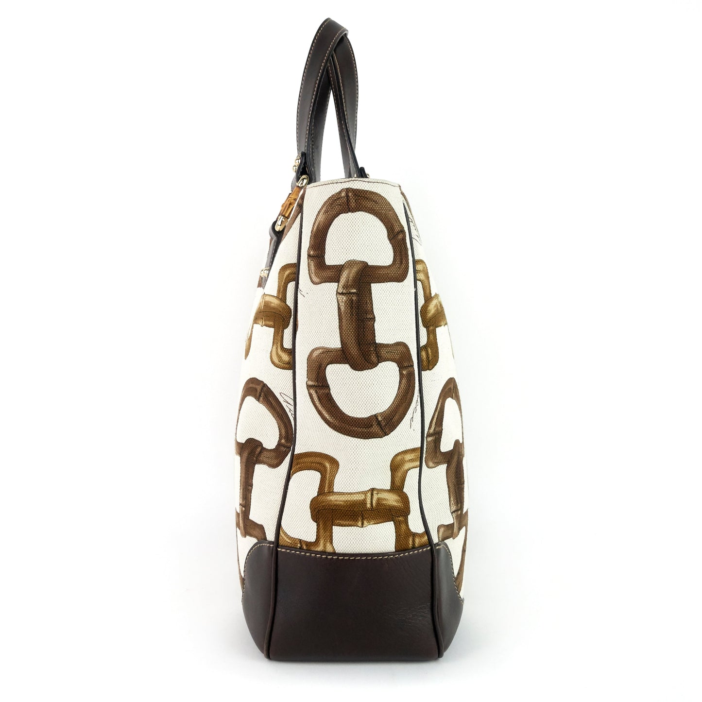 Gucci Bamboo Horsebit Print Canvas Tote Bag