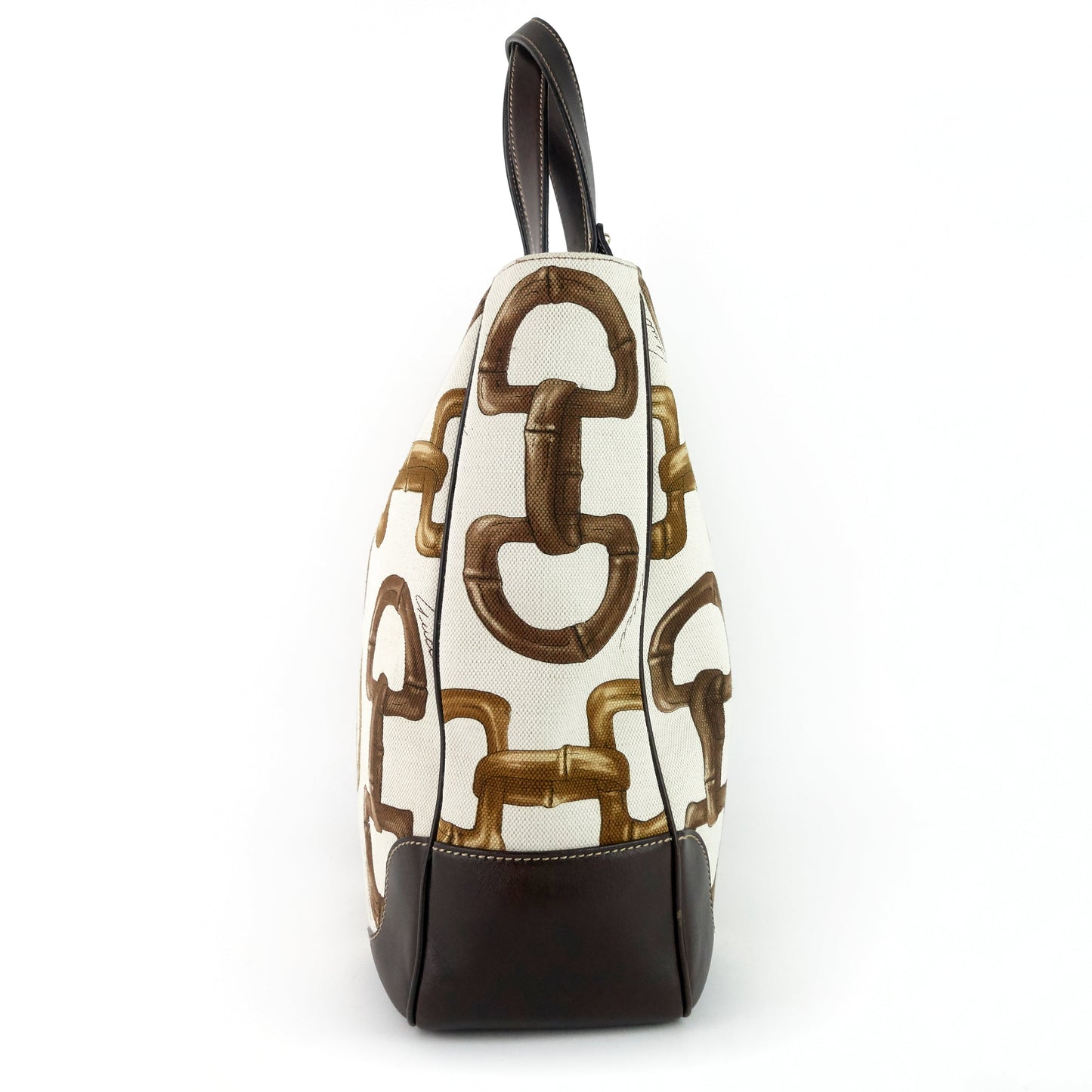 Gucci Bamboo Horsebit Print Canvas Tote Bag