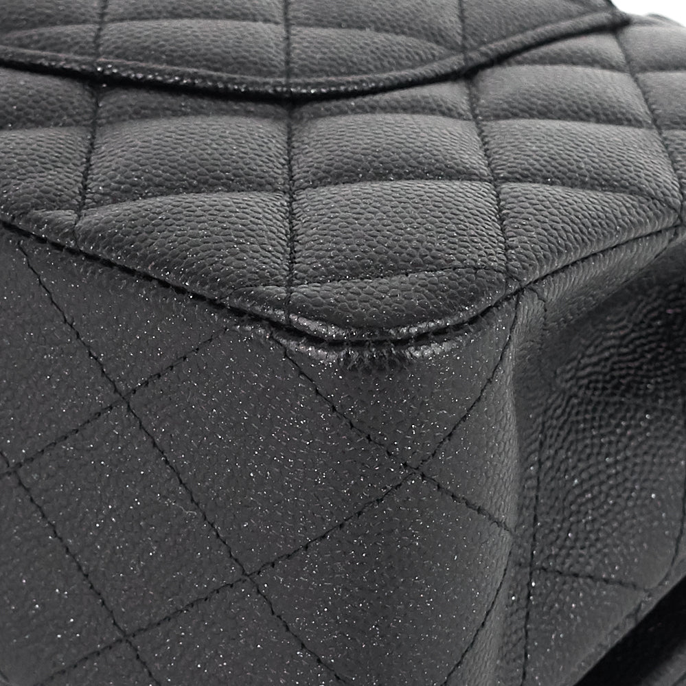 Chanel Double Flap Quilted Caviar Leather Bag