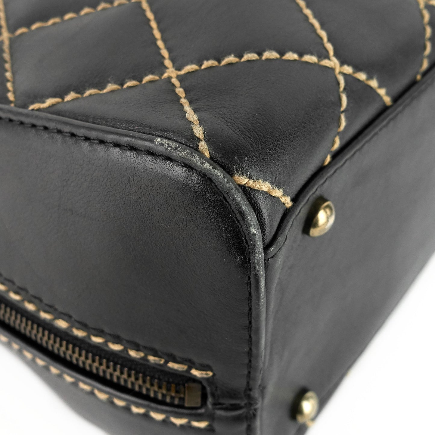 Chanel Surpique Top Handles Calfskin Leather Bowler Bag