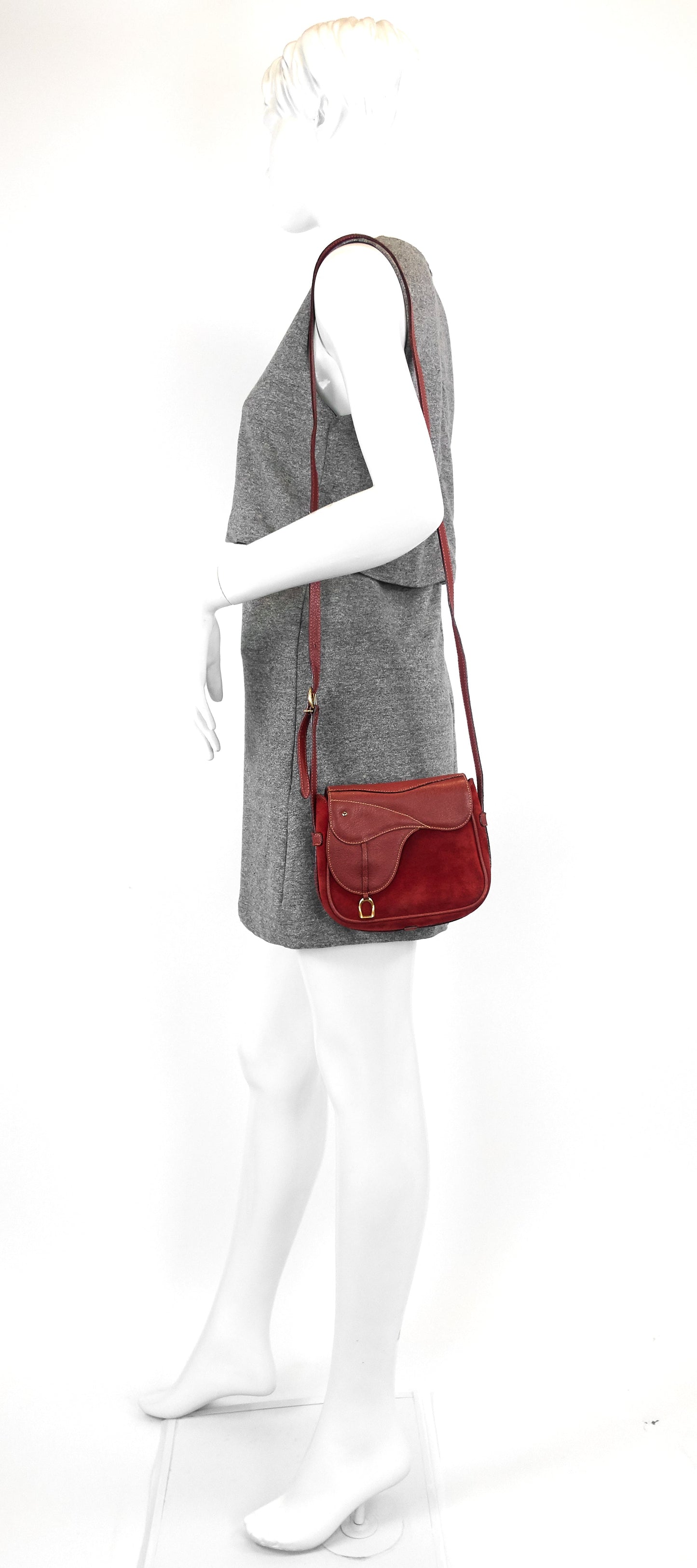 Gucci Saddle Flap Suede Shoulder/Belt Bag