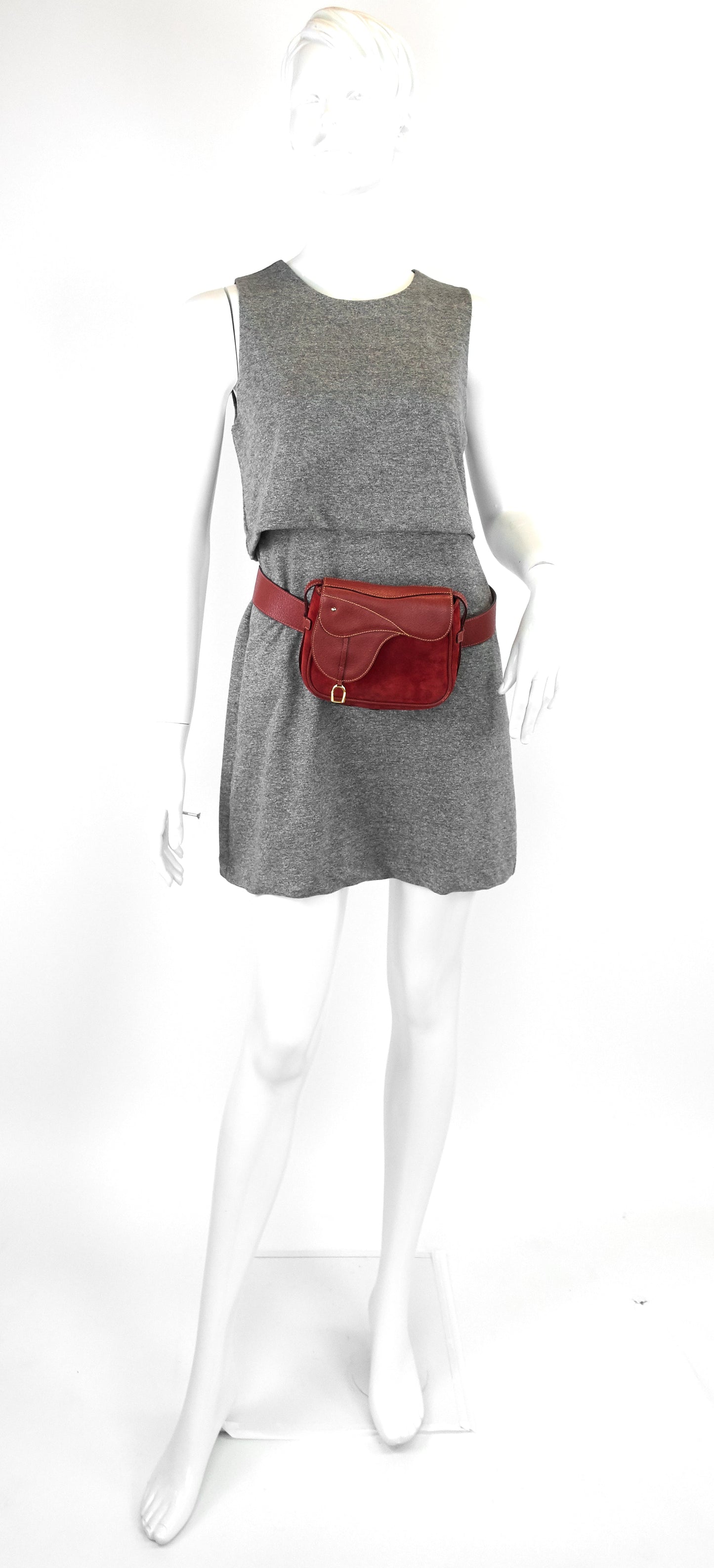 Gucci Saddle Flap Suede Shoulder/Belt Bag