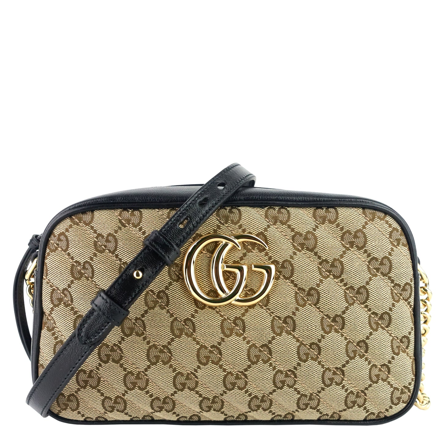 Gucci Marmont Small Monogram Canvas Chain Shoulder Bag