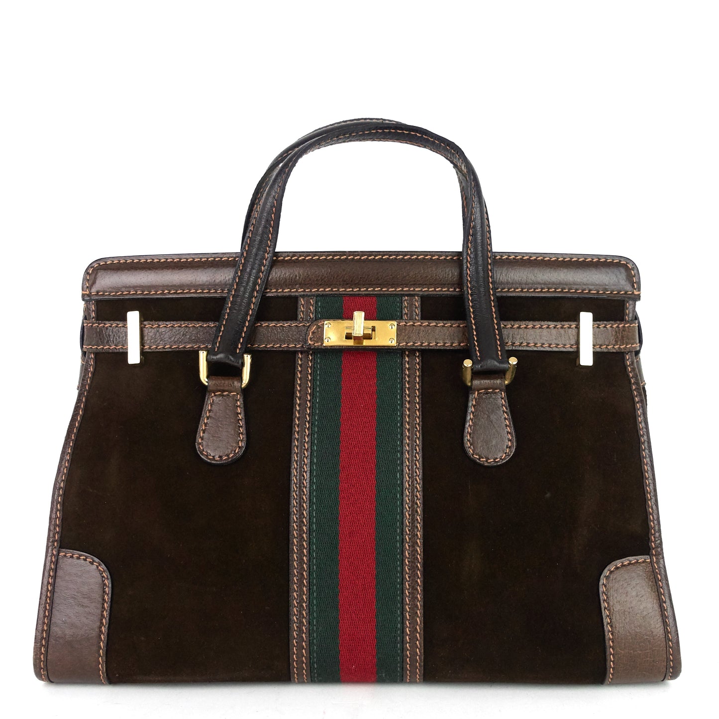 Gucci Suede Web Stripe Tote Bag