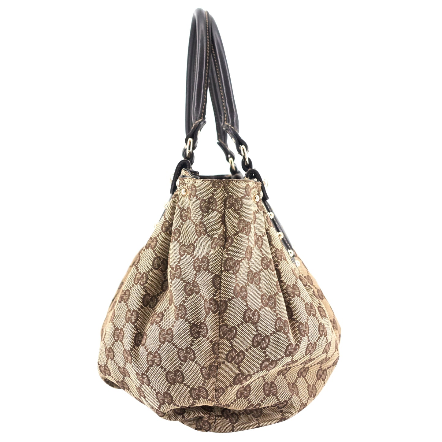 Gucci Pelham Medium Monogram Canvas Studded Hobo Bag