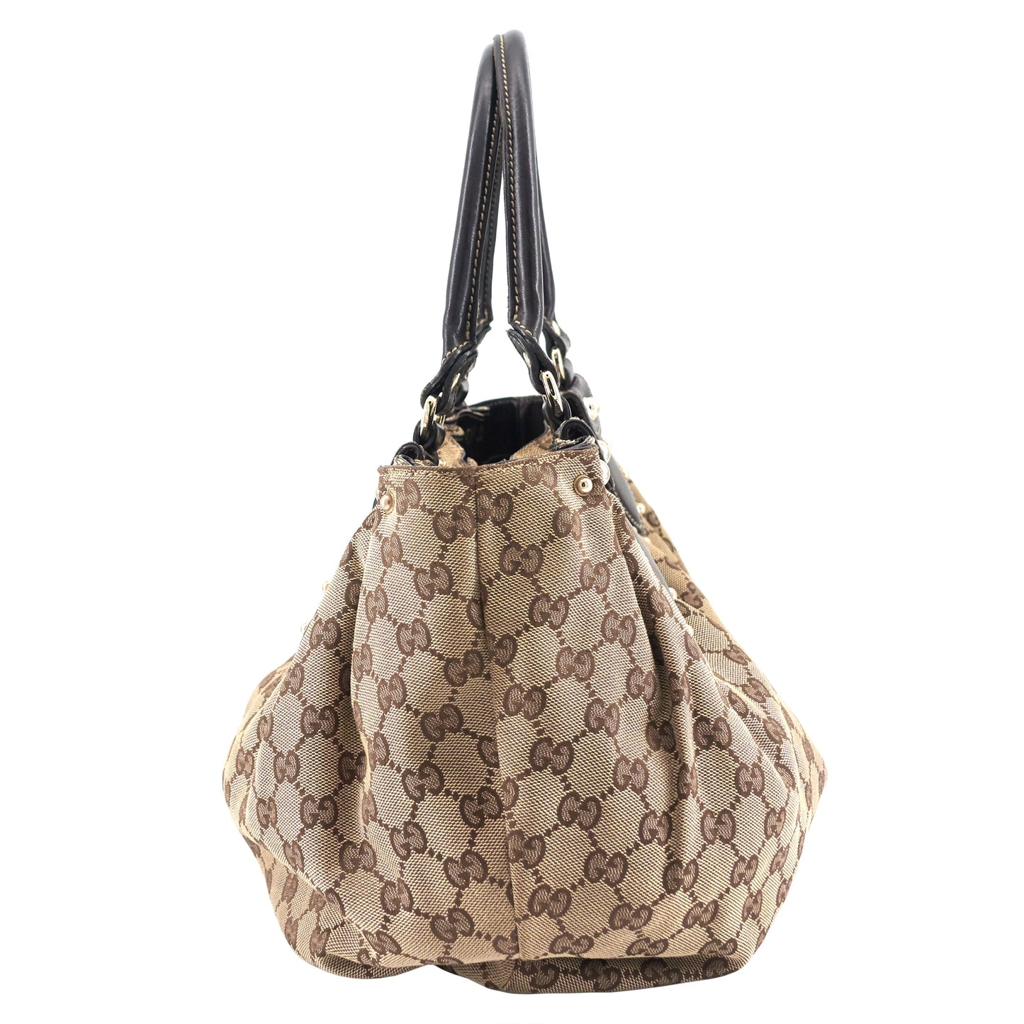 Gucci Pelham Medium Monogram Canvas Studded Hobo Bag