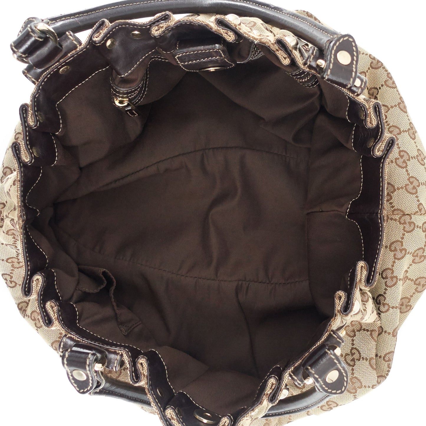 Gucci Pelham Medium Monogram Canvas Studded Hobo Bag