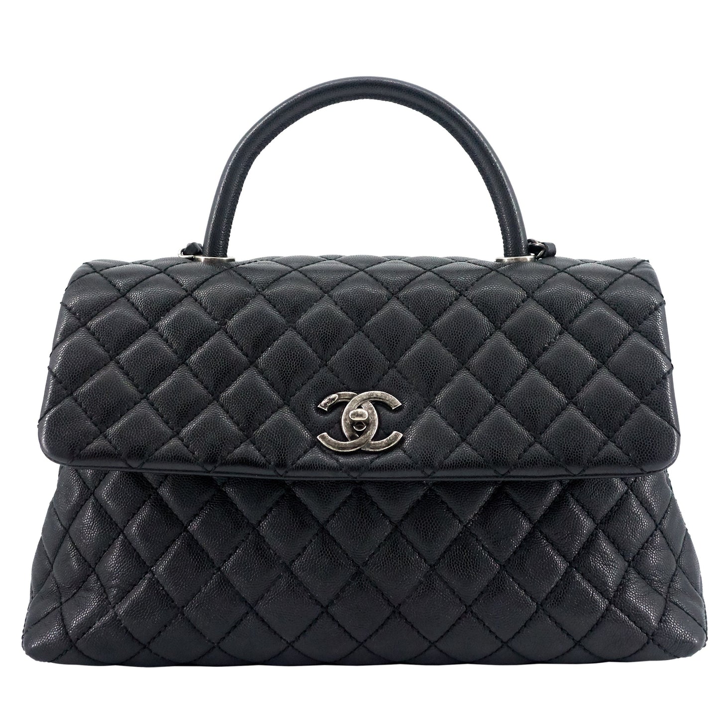 Chanel Coco Top Handle Medium Caviar Leather Bag