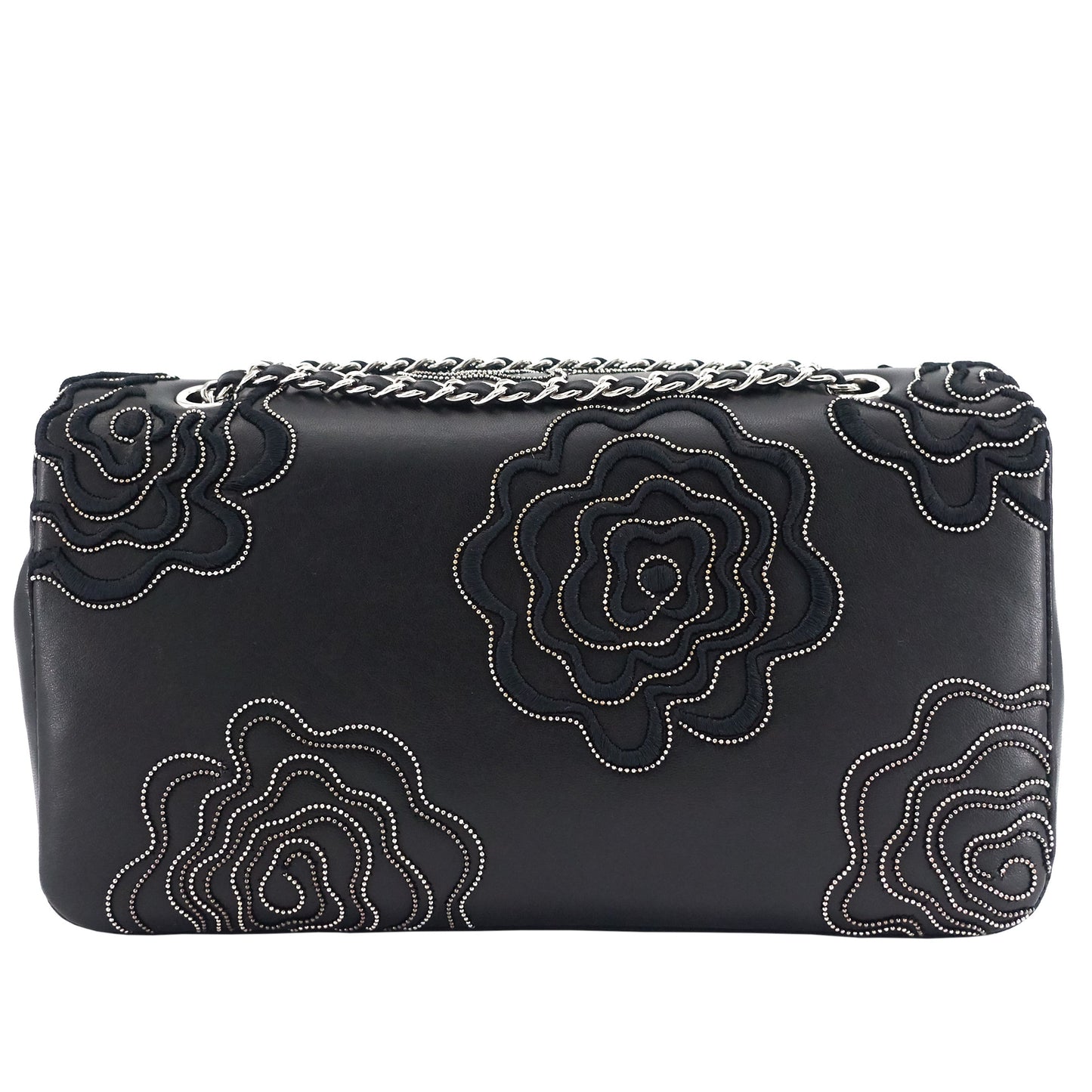 Chanel Embroidered Camellia Follies Medium Lambskin Leather Flap Bag