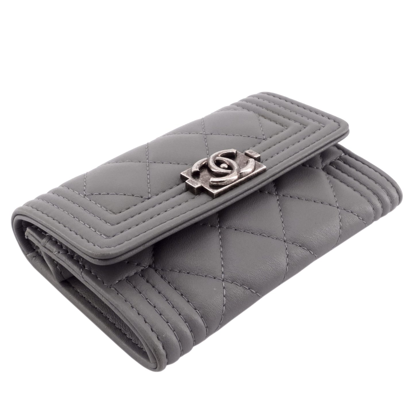 Chanel Boy Lambskin Leather Card Holder