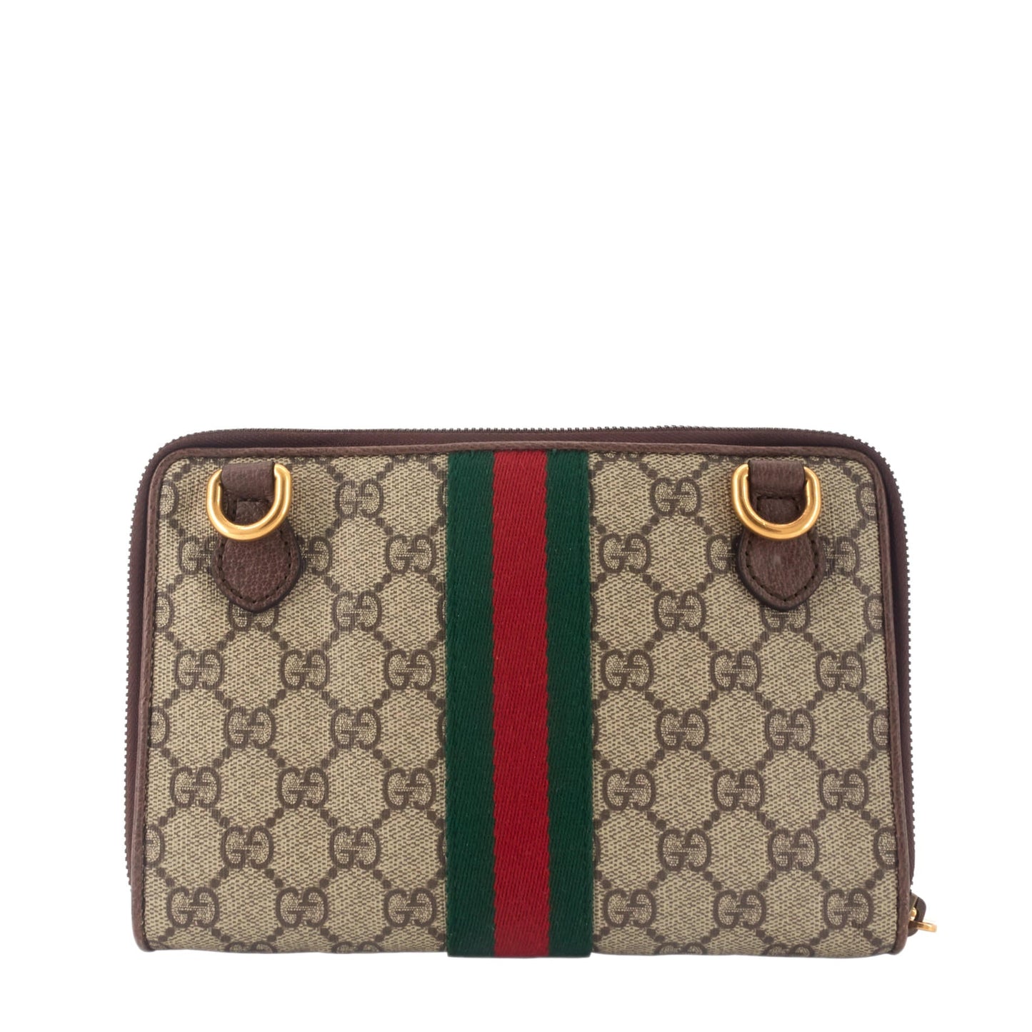 Gucci Ophidia Web GG Coated Canvas Double Zip Crossbody