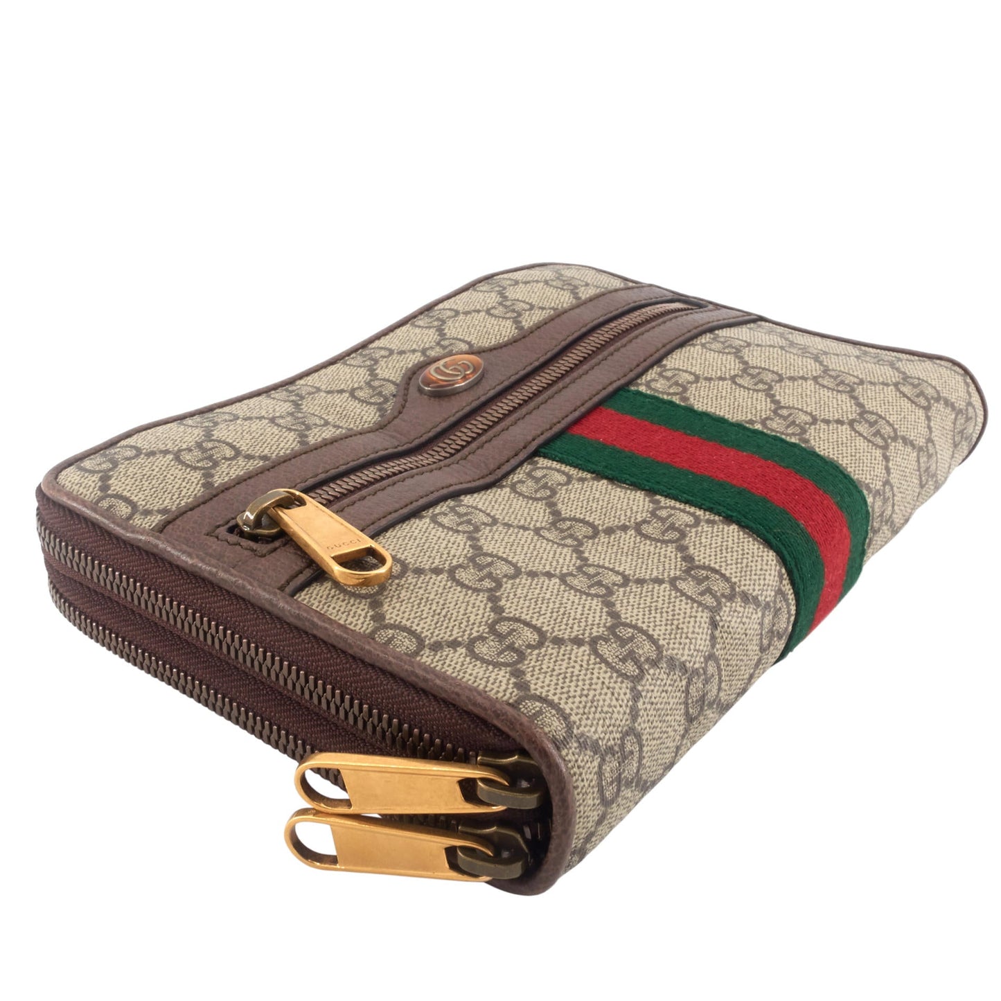 Gucci Ophidia Web GG Coated Canvas Double Zip Crossbody