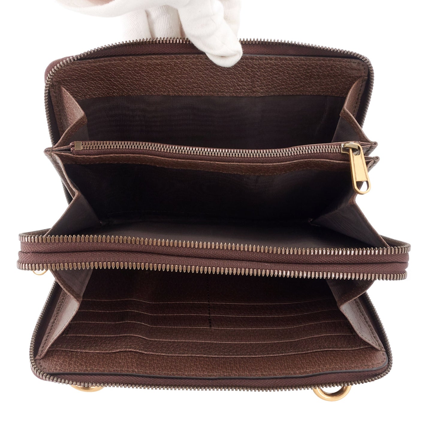 Gucci Ophidia Web GG Coated Canvas Double Zip Crossbody