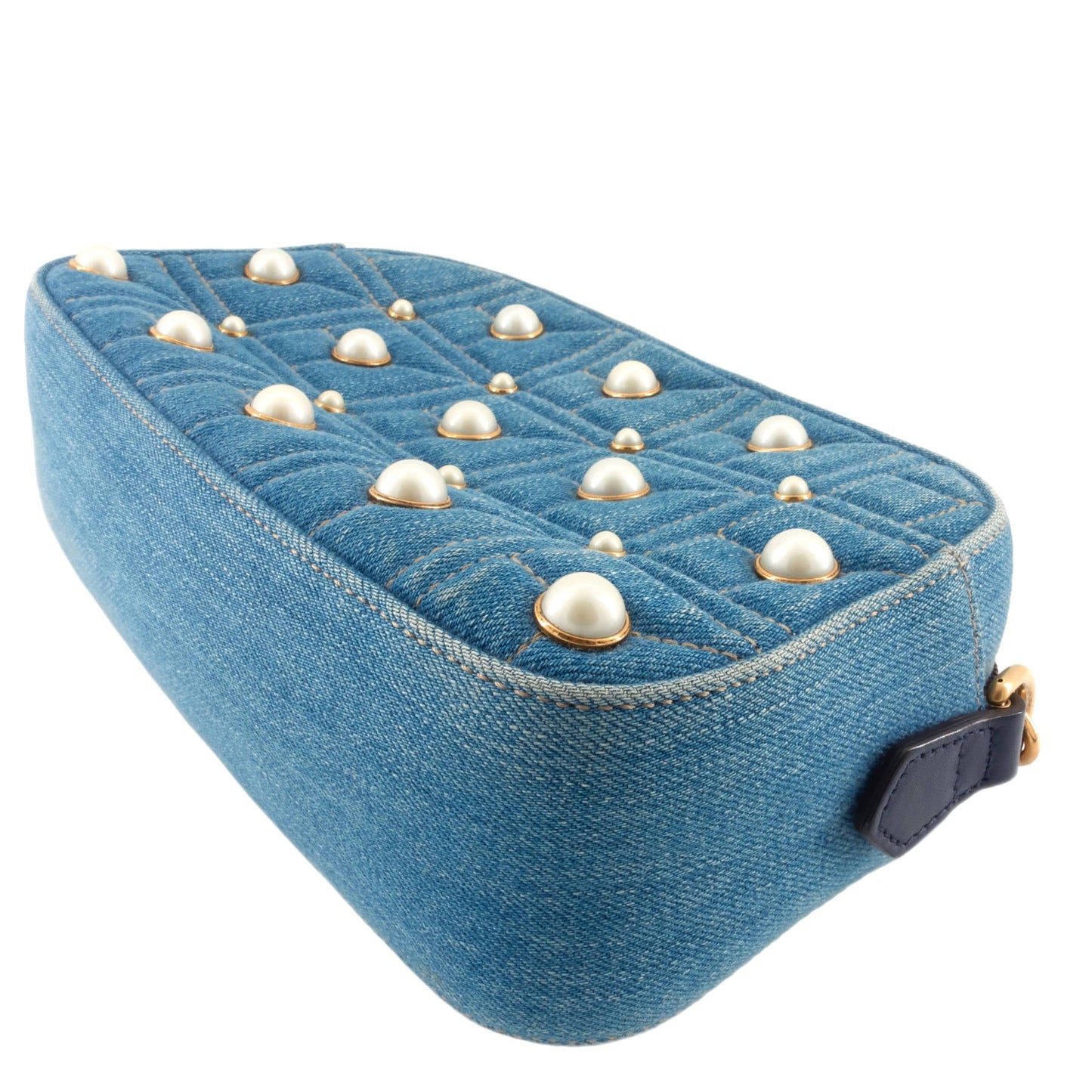 Gucci Pearly GG Marmont Small Denim Camera Bag
